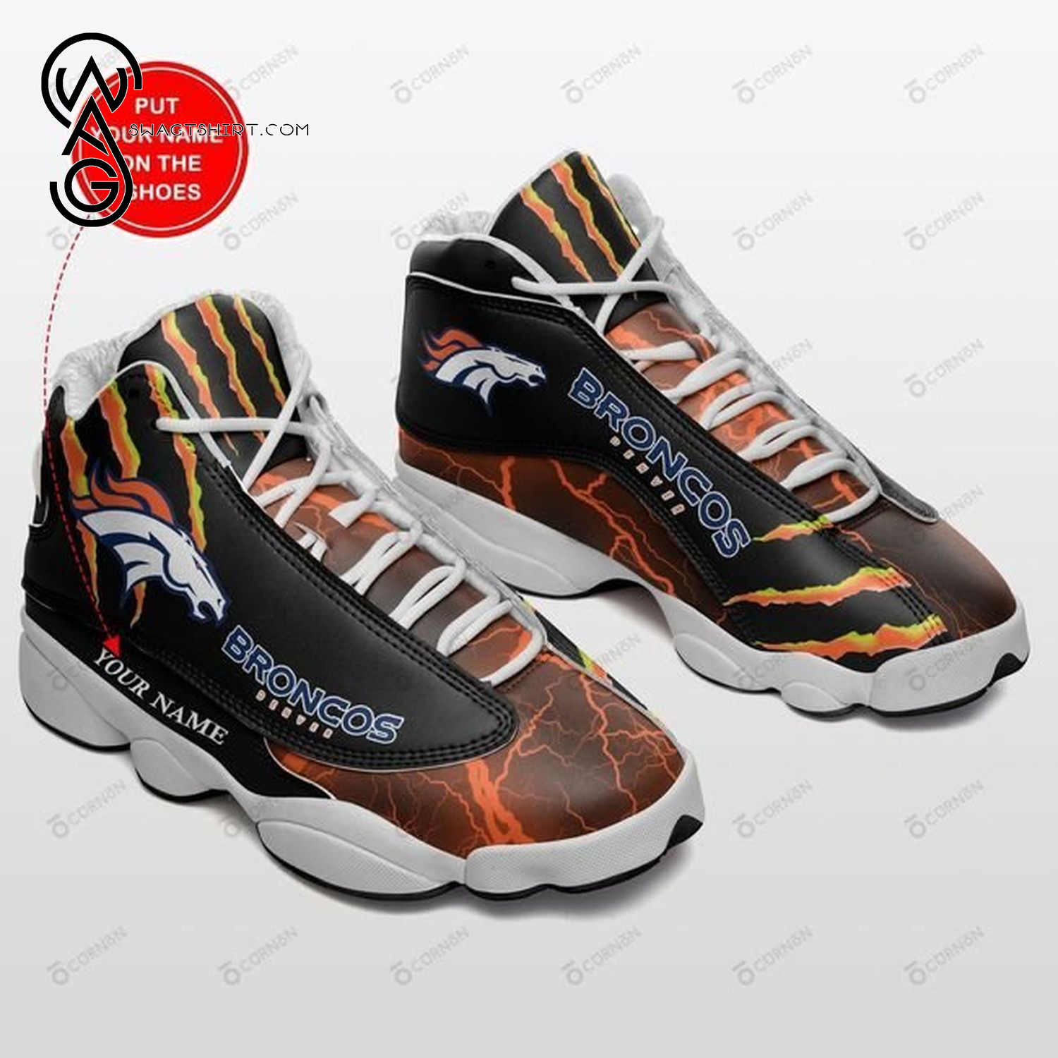 Custom NFL Denver Broncos Air Jordan 13 Shoes