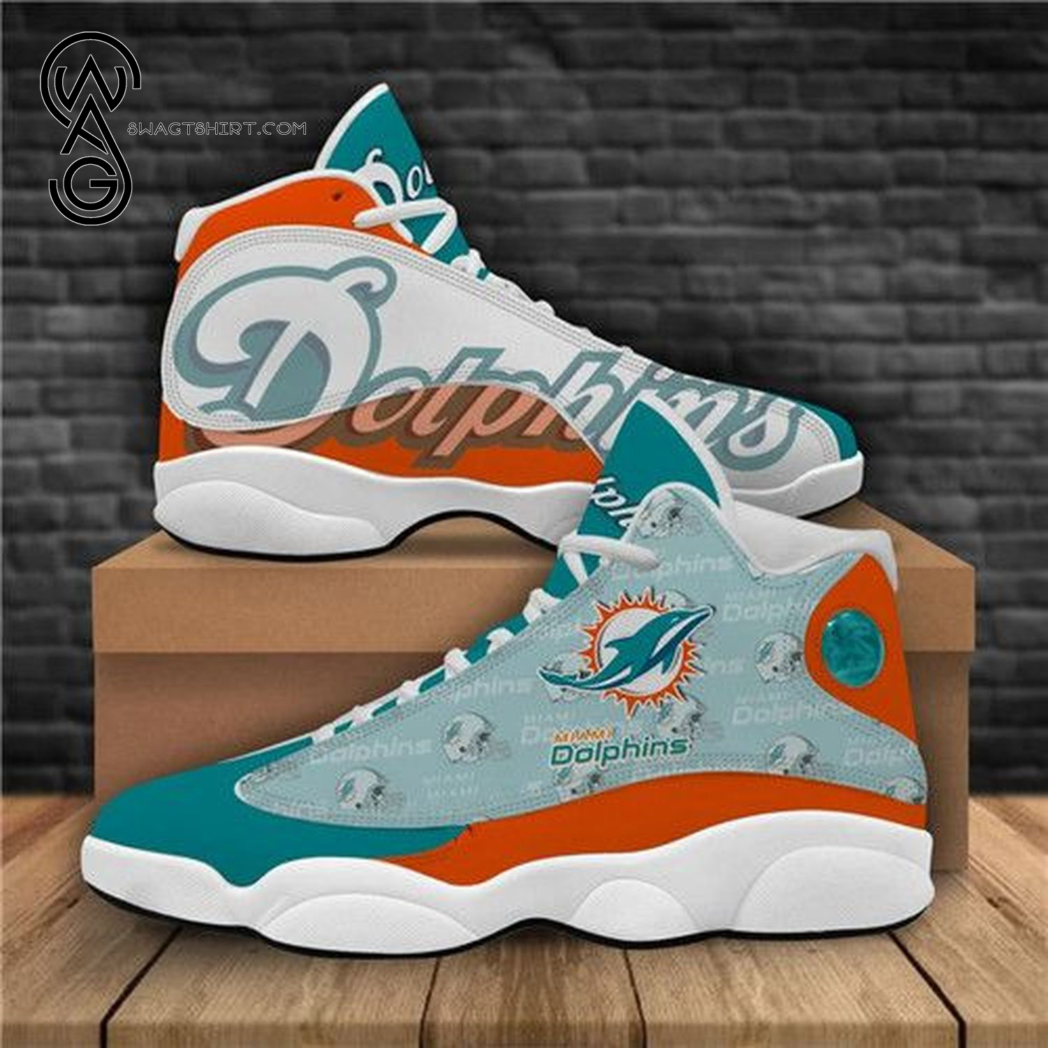 Miami Dolphins Football Team Air Jordan 13 Shoes