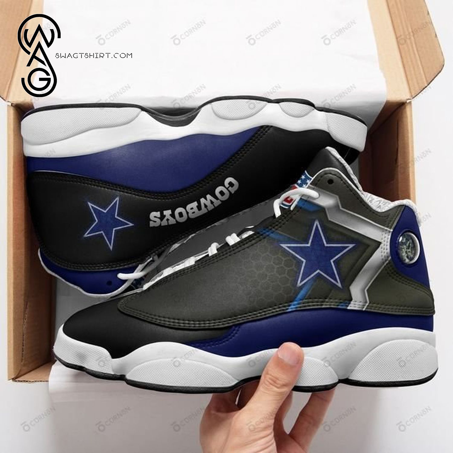 NFL Dallas Cowboys Black Version Air Jordan 13 Shoes