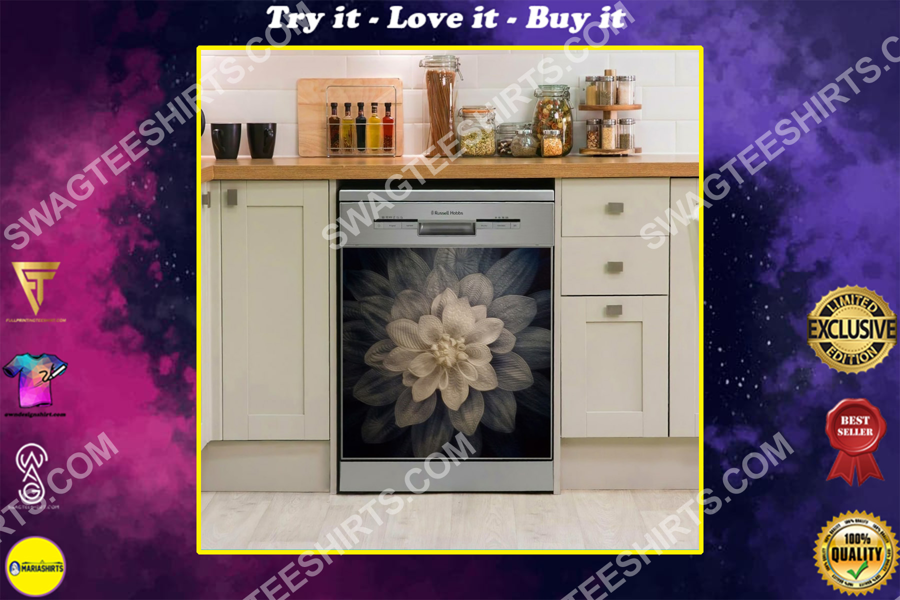 white flower kitchen decorative dishwasher magnet cover