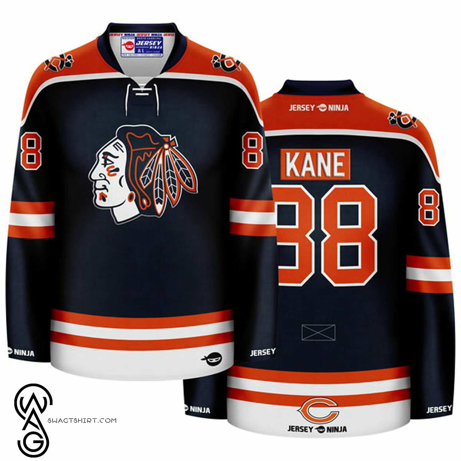 The warm-up jersey for Patrick Kane of the Chicago Blackhawks is