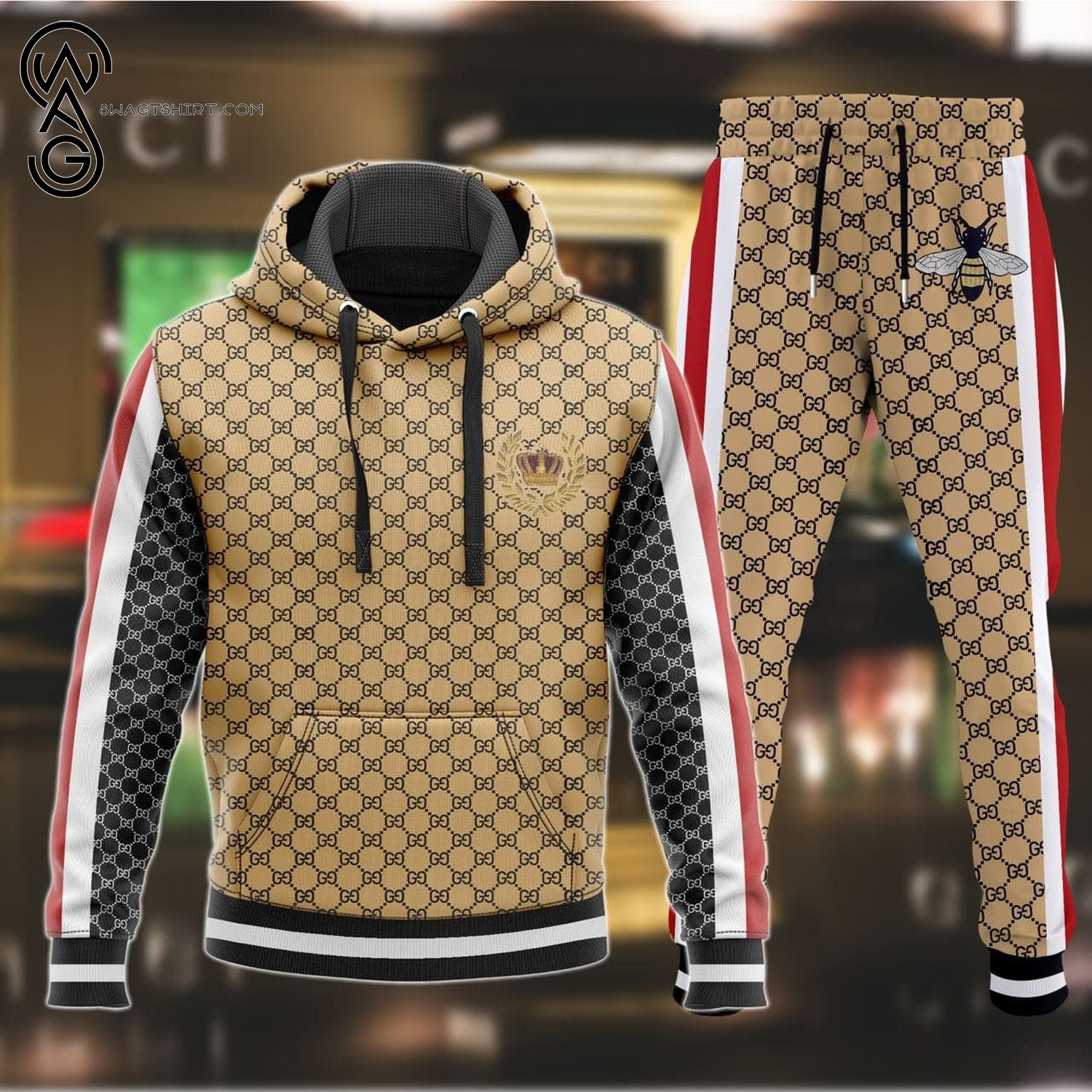 Unisex Gucci Printed Tracksuit (T-shirt and Trouser) - Order on Door - Easy  Online Shopping