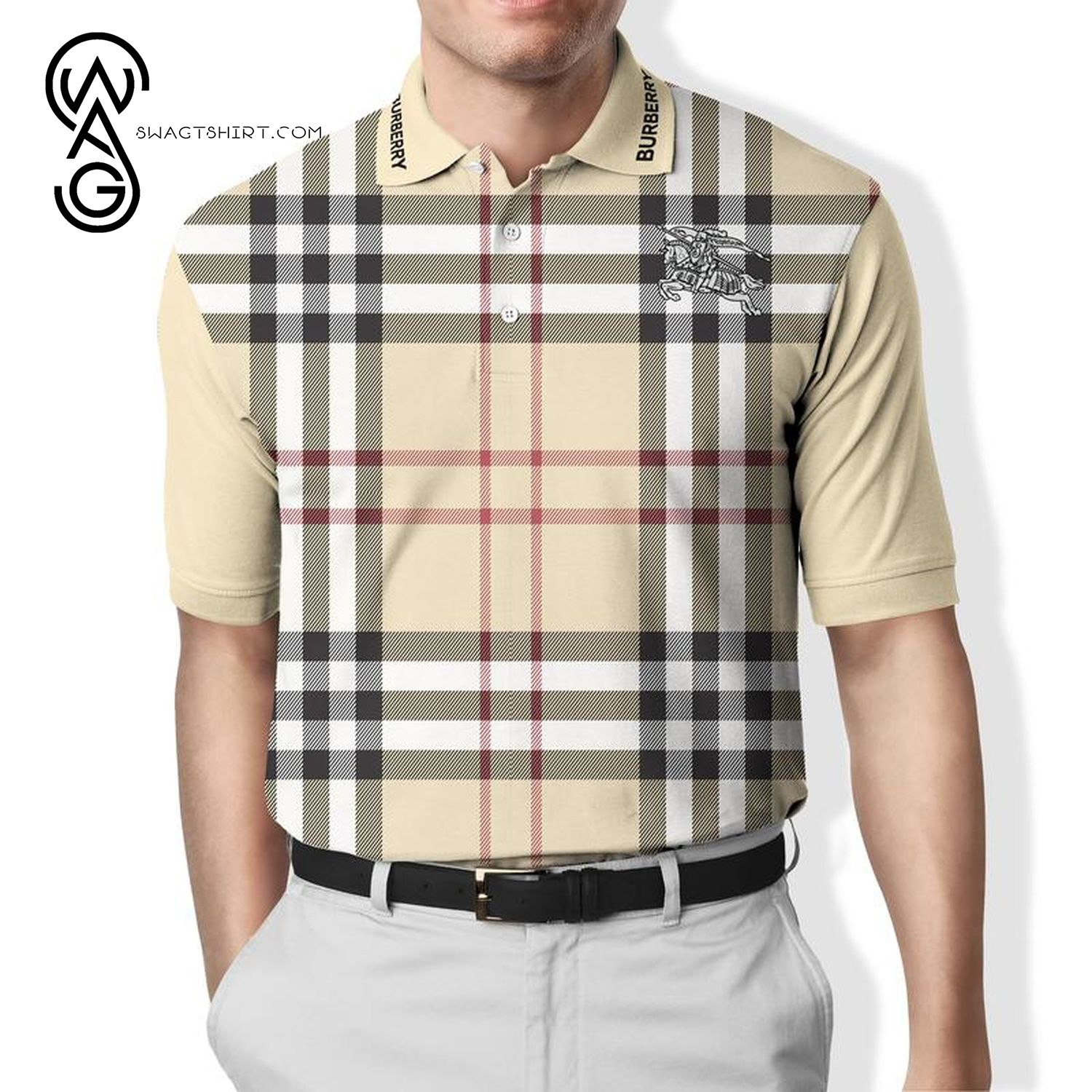 Best selling products] Burberry Cream Symbol All Over Print Premium Polo  Shirt