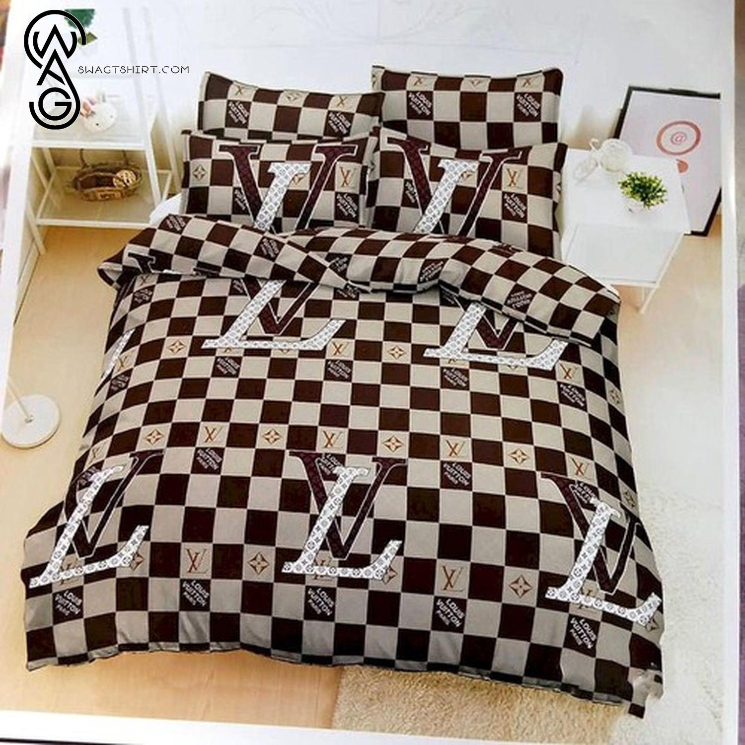 Set LV Soft and Luxurious Cadar Fitted Bedsheet Cotton Bedding Pillow Cover  Quality Single Size Louis Vuitton Gucc  Shopee Malaysia