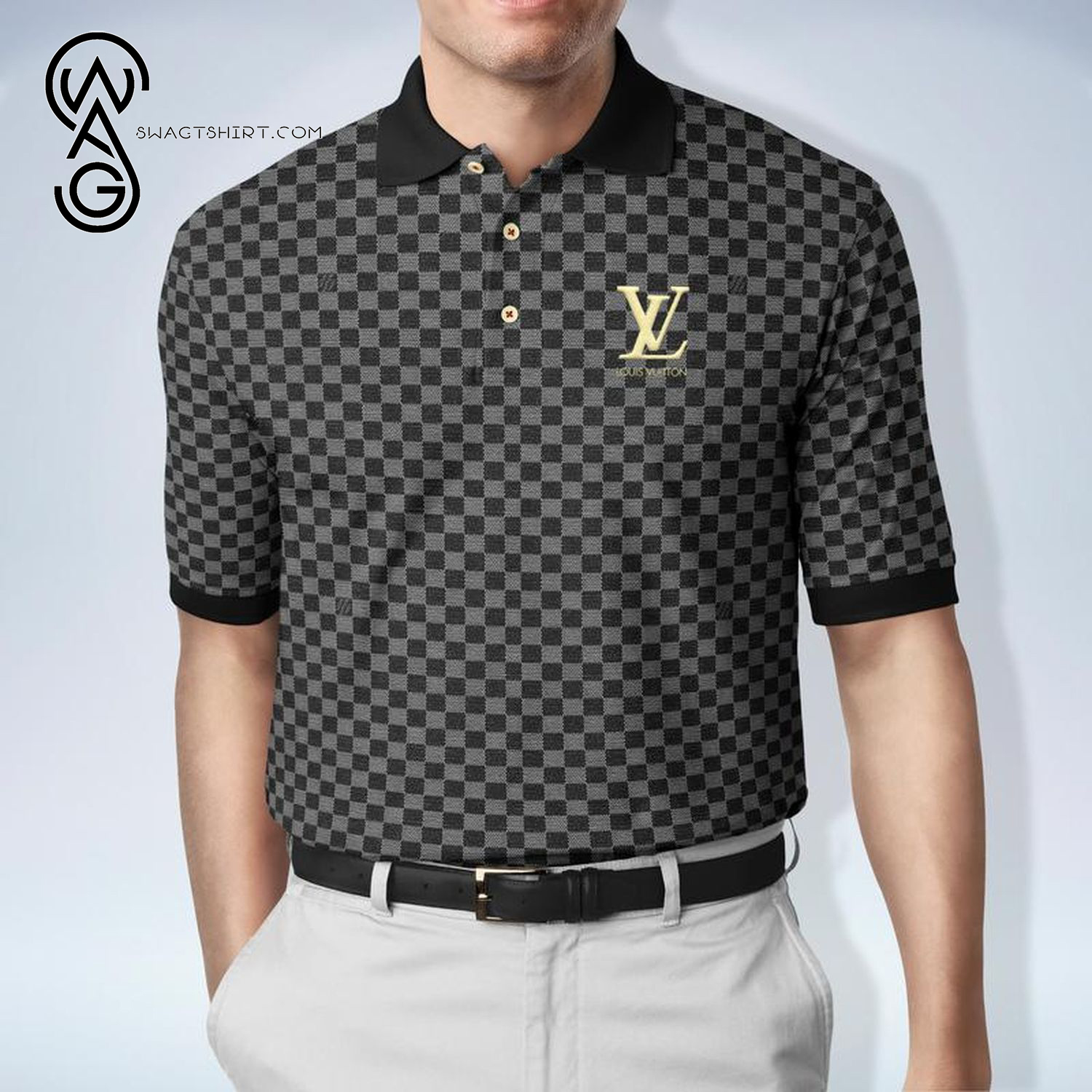 Netelig Reizen rok Best selling products] Louis Vuitton Monogram Black All Over Print Premium  Polo Shirt