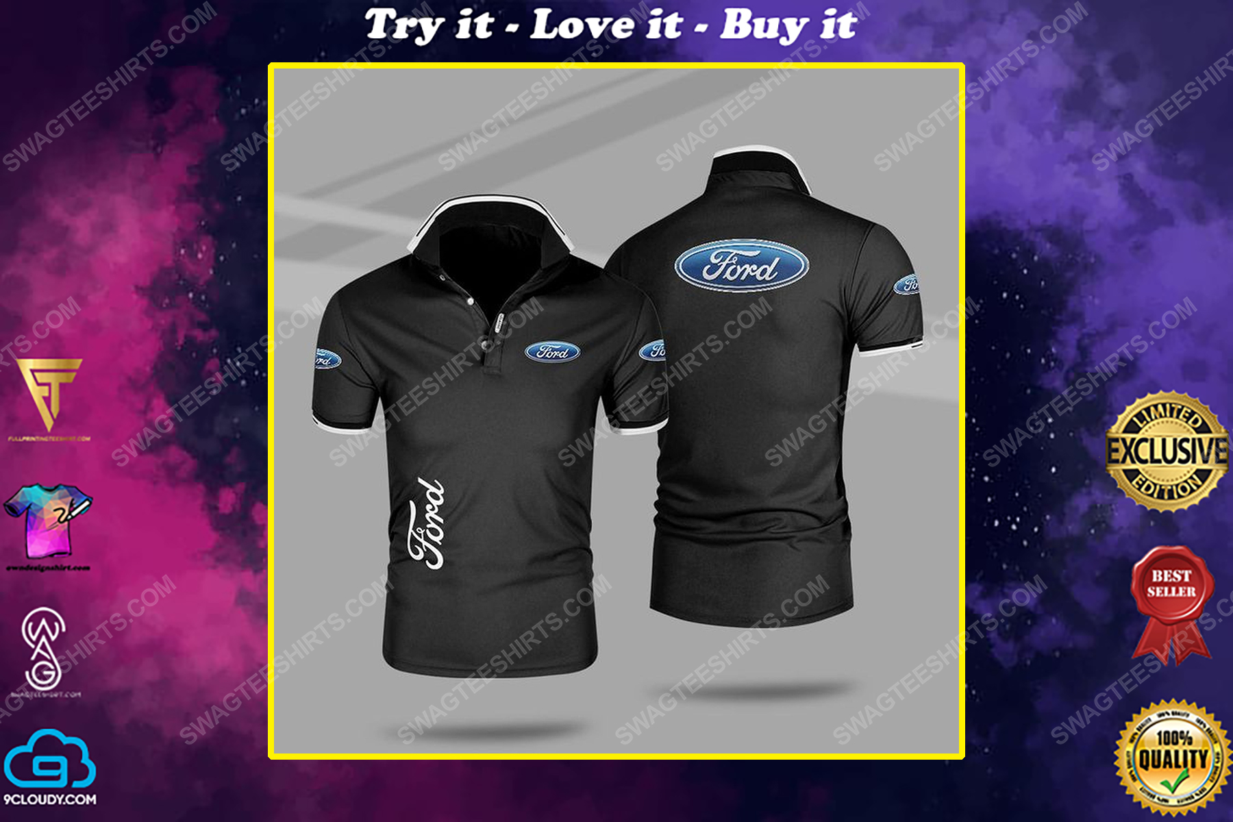 The ford motor symbol all over print polo shirt