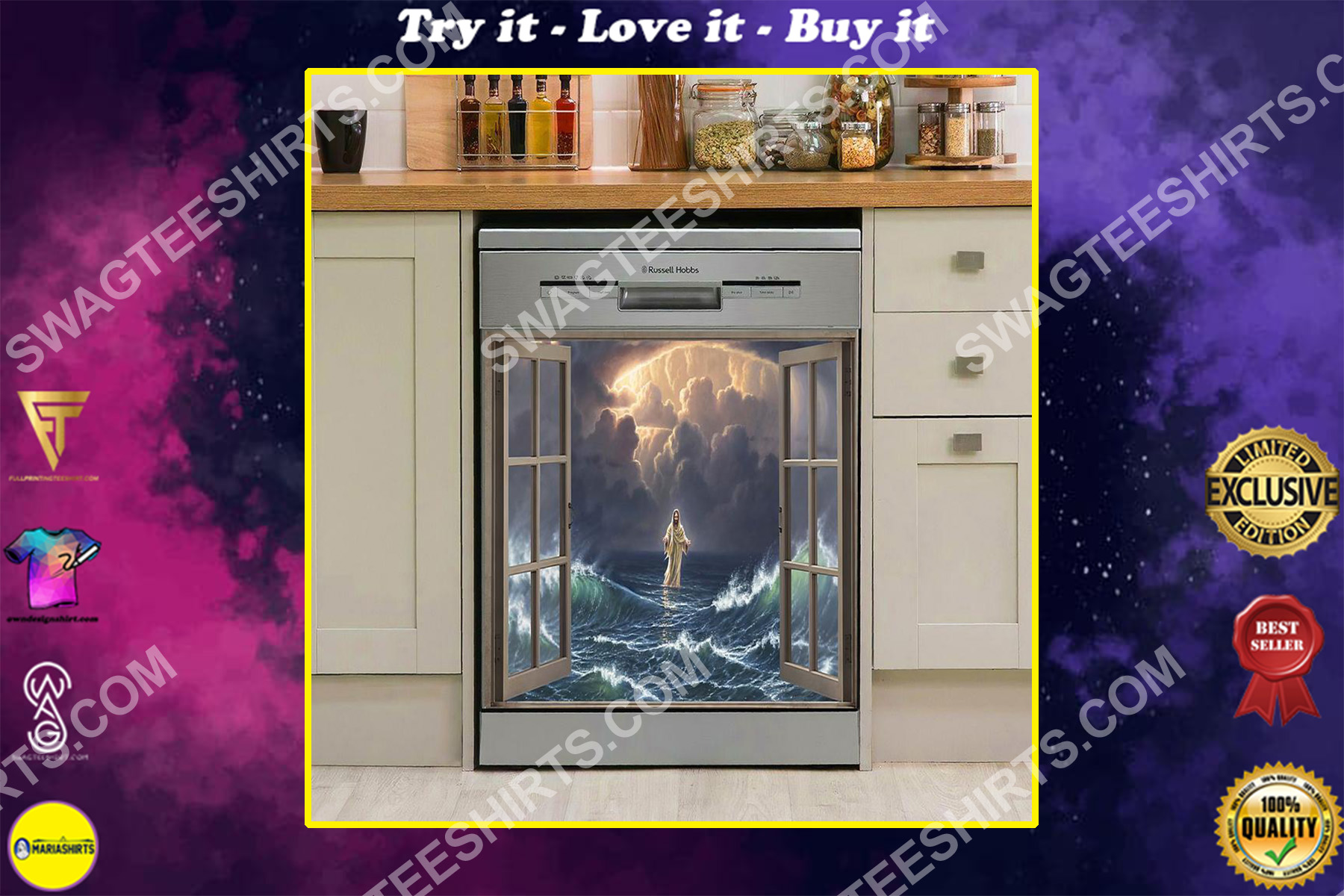 God walking on the water kitchen decorative dishwasher magnet cover