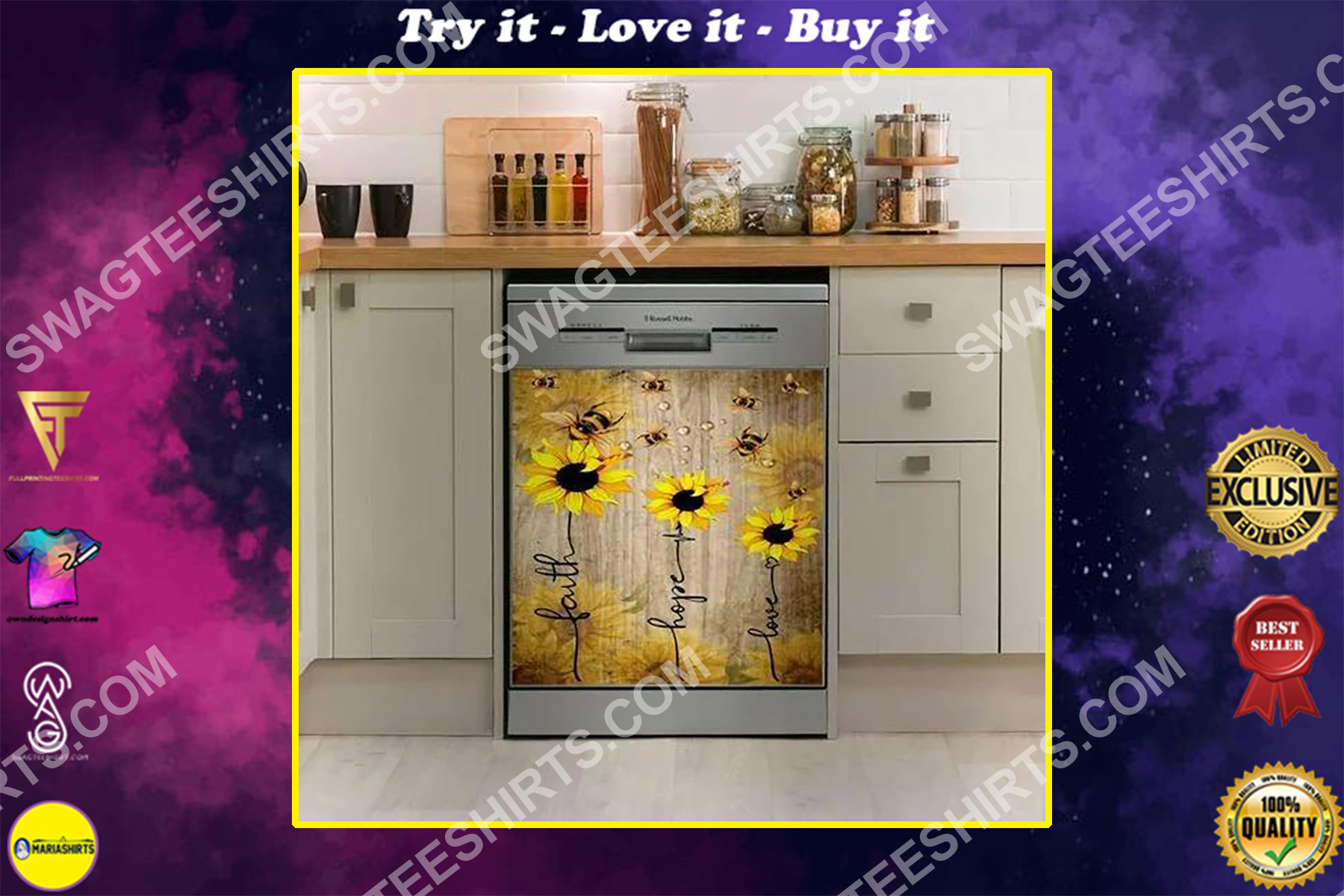 bee faith hope love vintage kitchen decorative dishwasher magnet cover