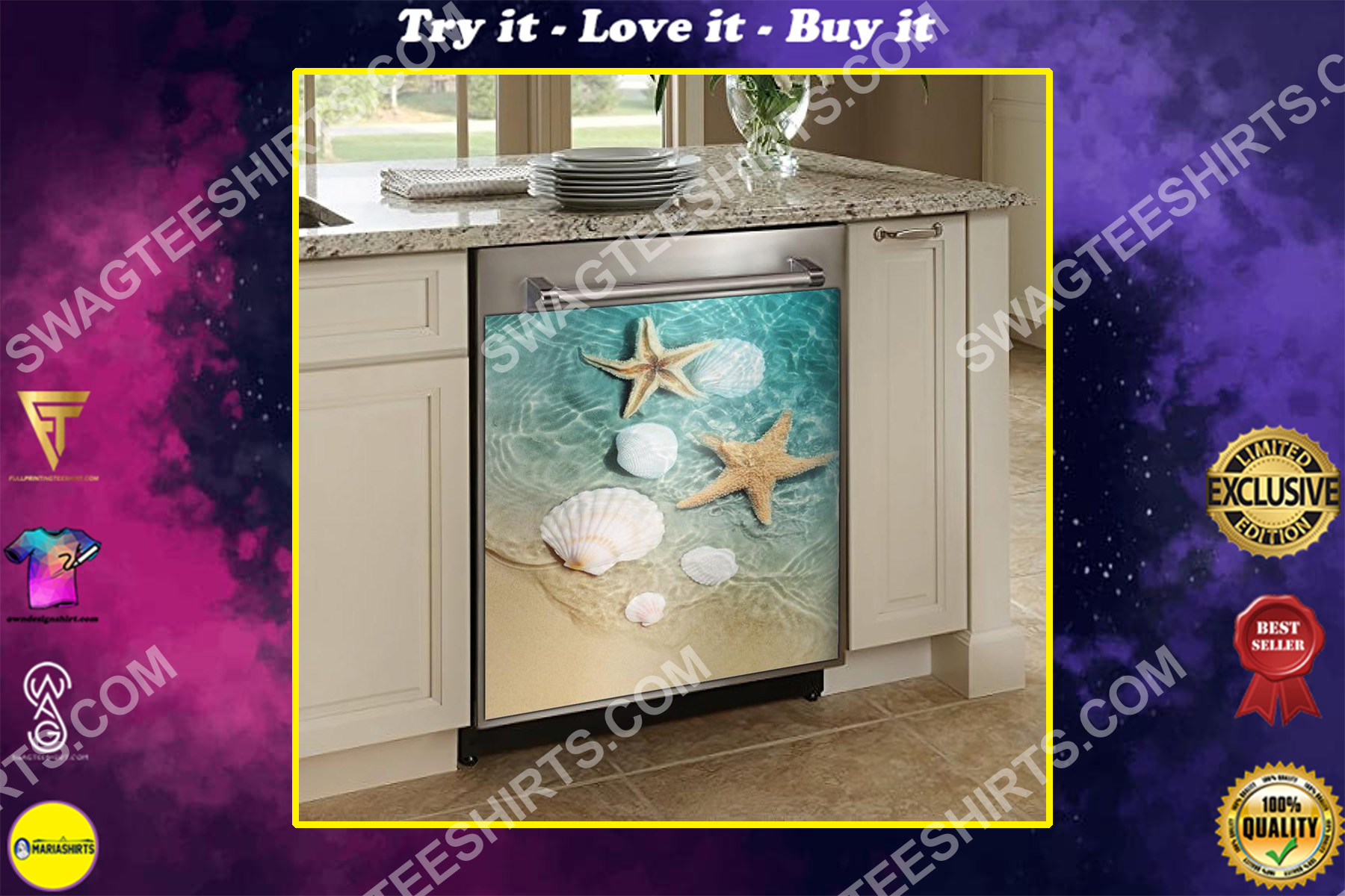 ocean starfish kitchen decorative dishwasher magnet cover