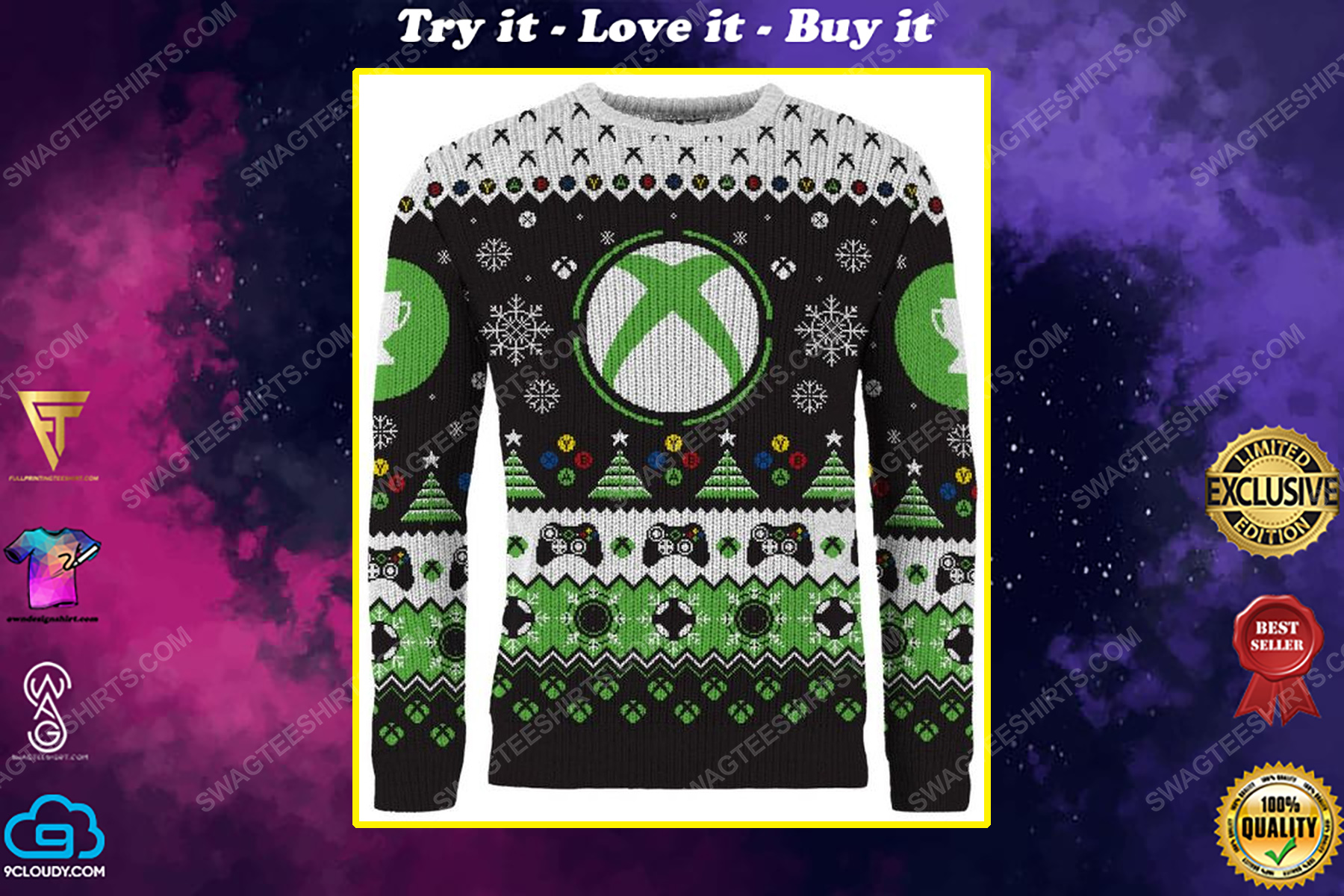 Christmas holiday xbox full print ugly christmas sweater