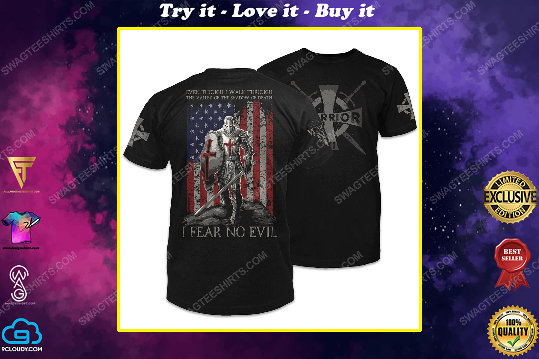 Even though i walk through the valley of the shadow of death knight templar shirt