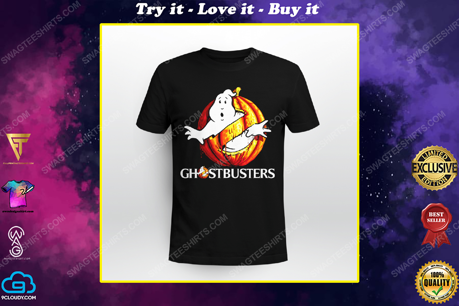 Ghostbusters with halloween pumpkin shirt