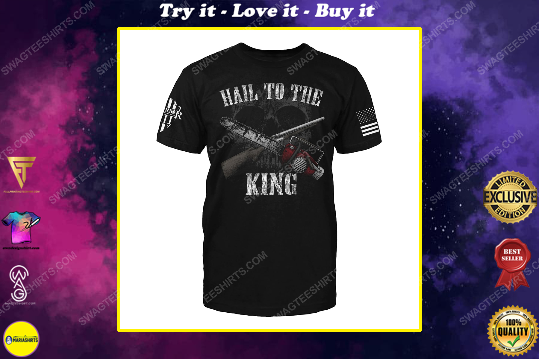 Hail to the king skull and saw shirt