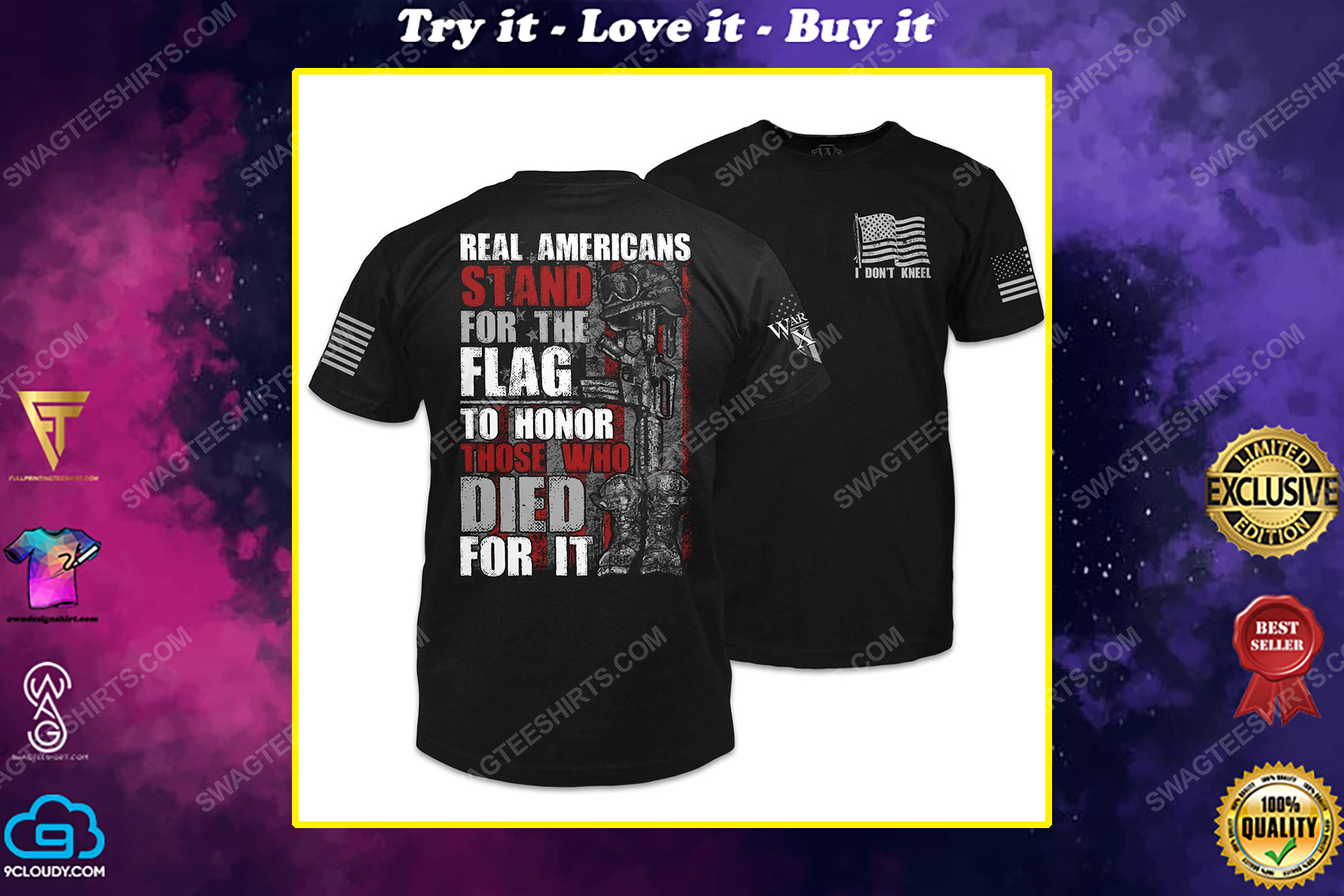 Real americans stand for the flag to honor those who died for it veteran day shirt
