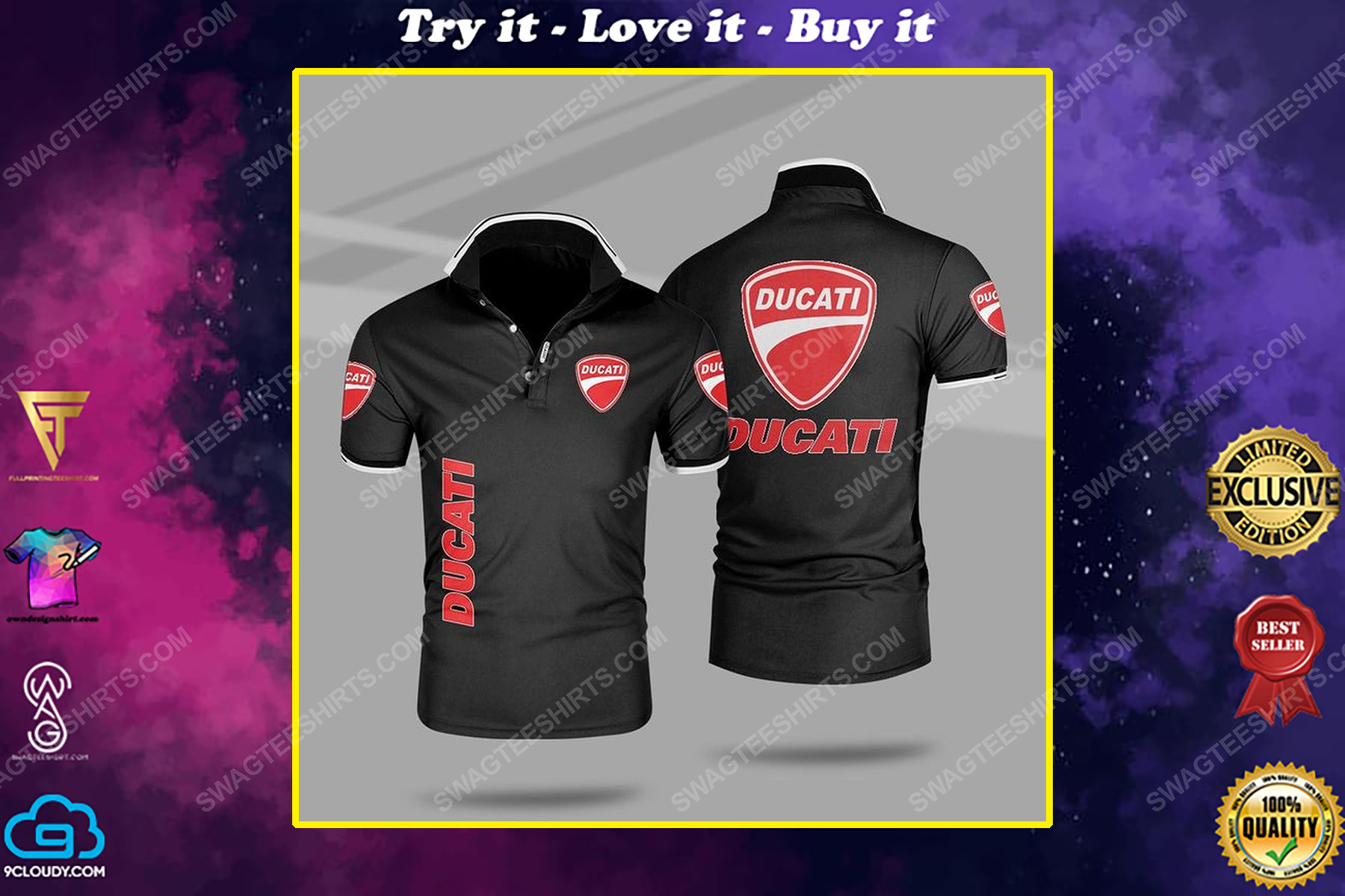 The ducati motorcycles all over print polo shirt