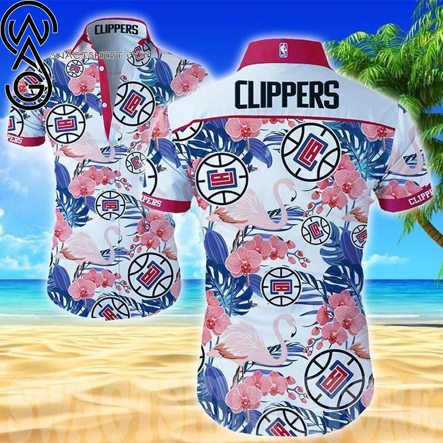 Tropical Flamingo Los Angeles Clippers Hawaiian Shirt And Shorts