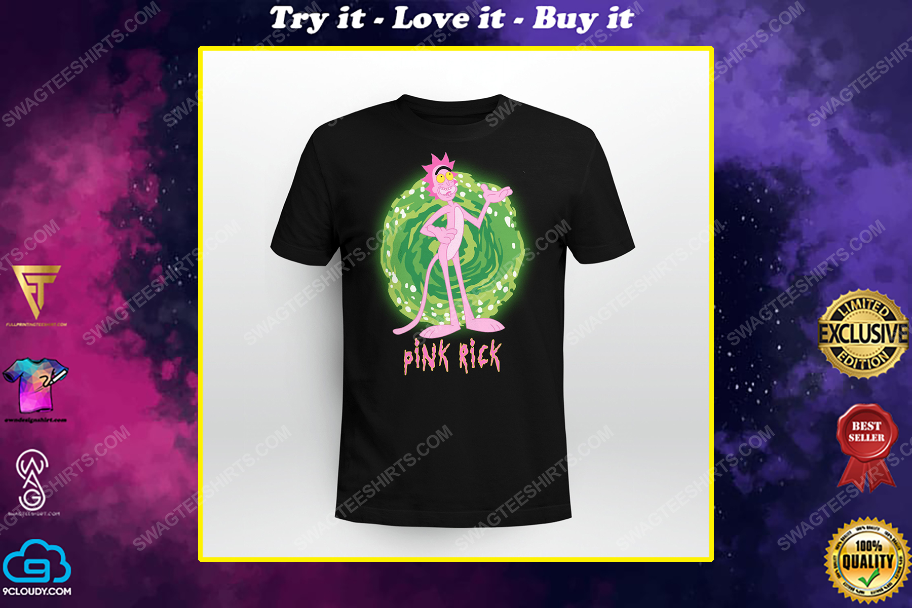 Tv show rick and morty and pink panther shirt