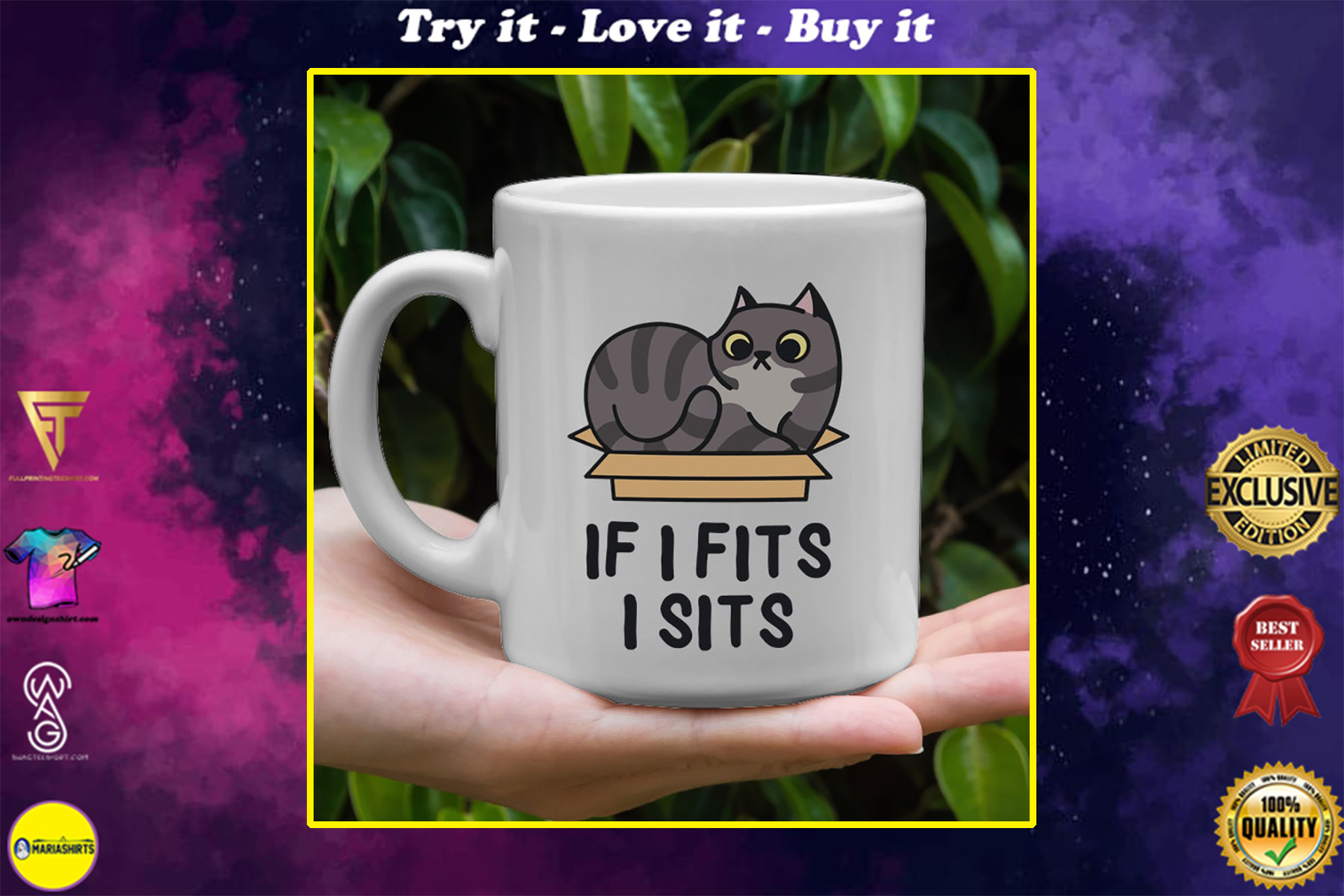 cat lover if i fits i sits mug