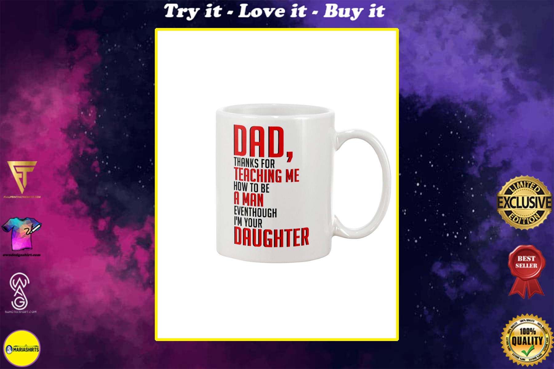 dad thanks for teaching me how to be a man even though im your daughter mug