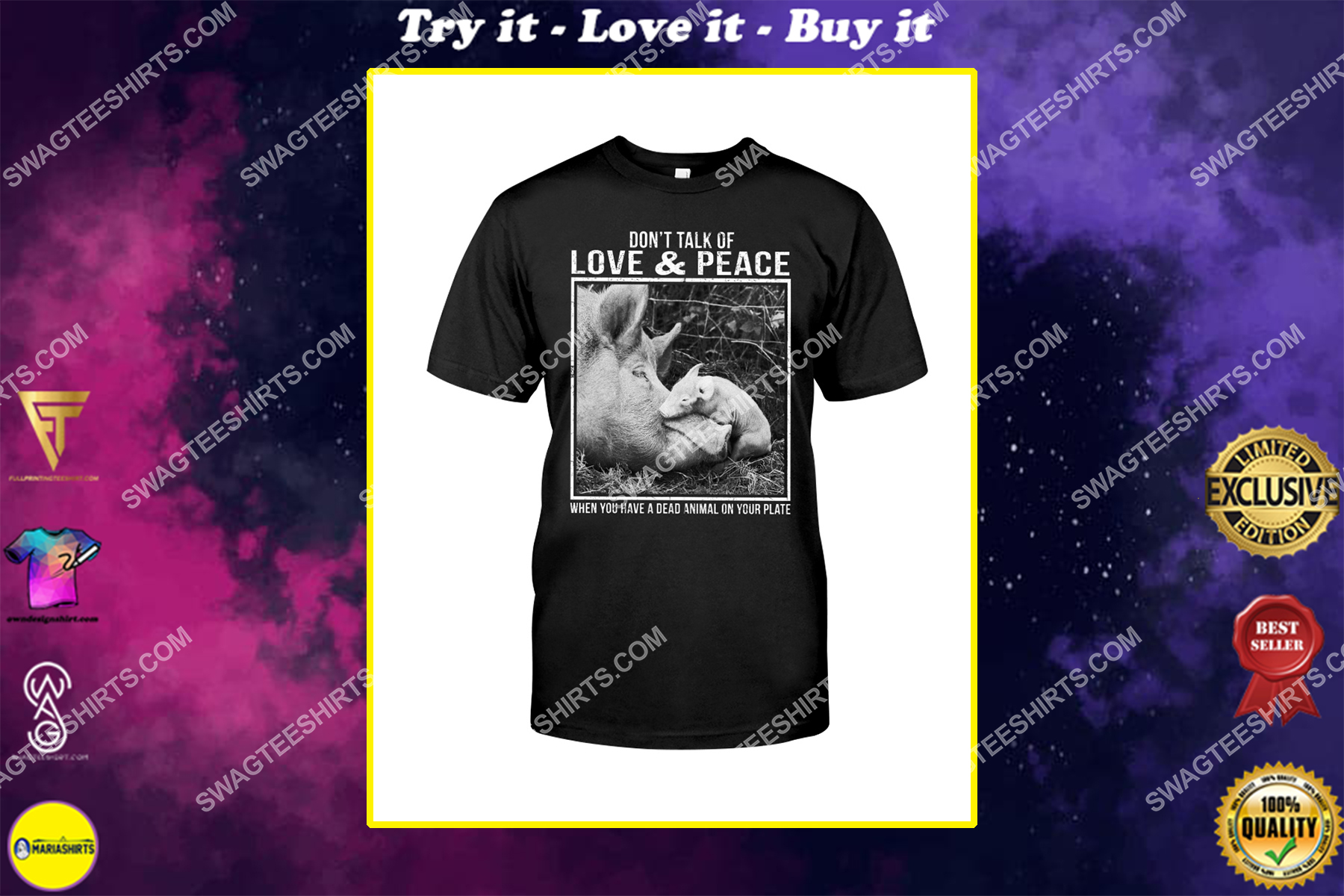 dont talk of love and peace when you have a dead animal on your plate save animals shirt