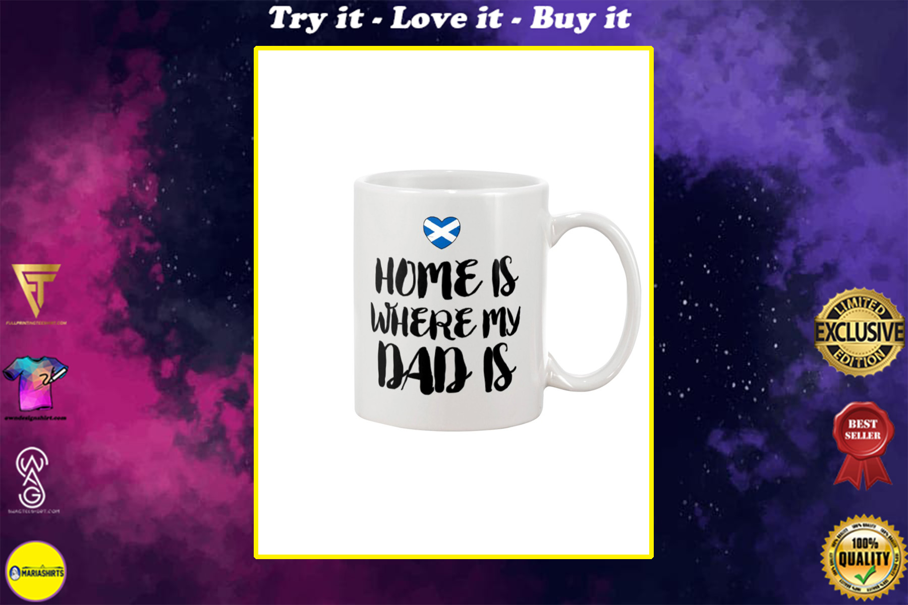 home is where my dad is scotland flag mug