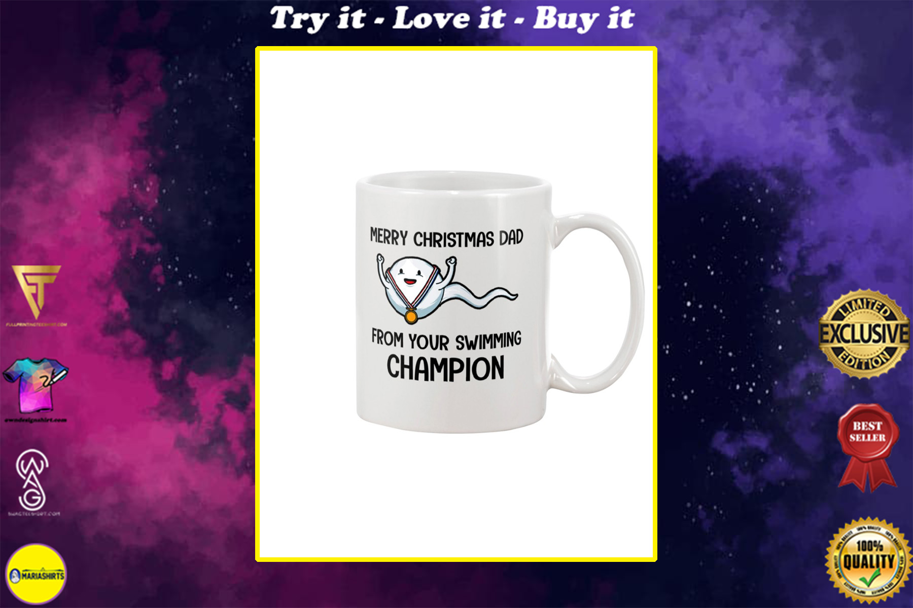 merry christmas dad from your swimming champion mug