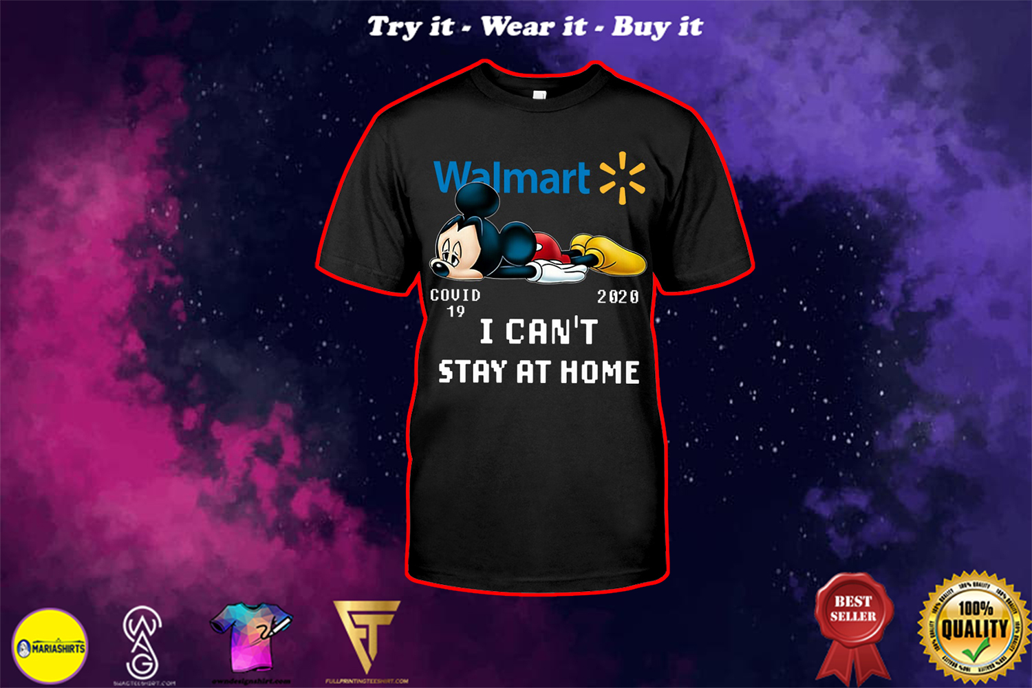 mickey mouse i cant stay home walmart covid 19 20202 shirt