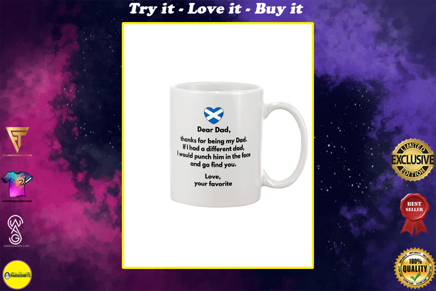 scotland flag dear dad thanks for being my dad mug