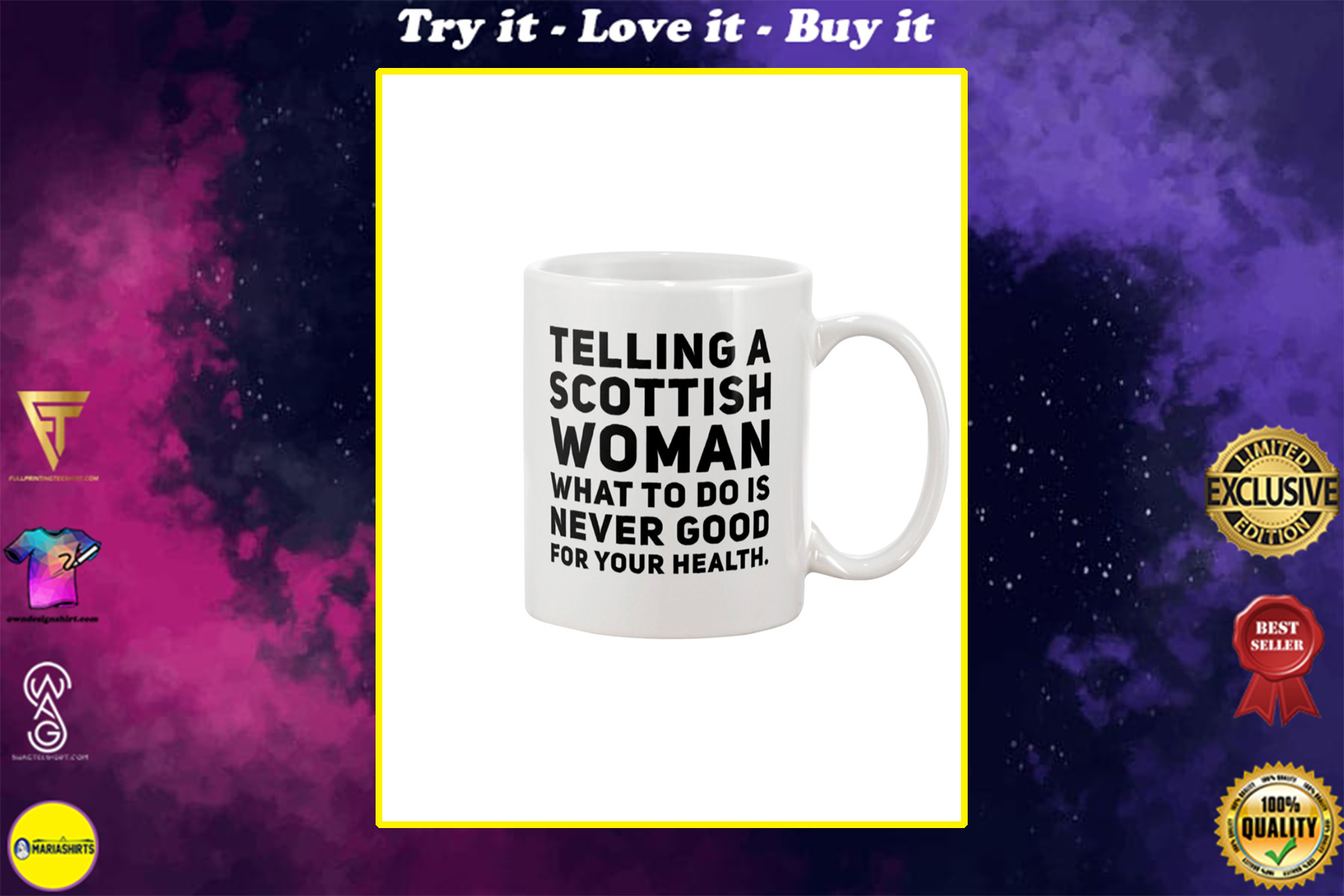 telling a scottish woman what to do i never good for your health mug