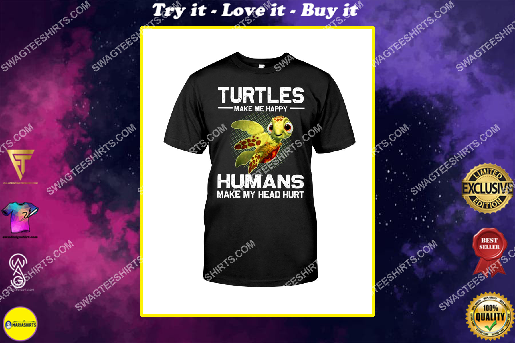 turtles make me happy humans make my head hurt shirt