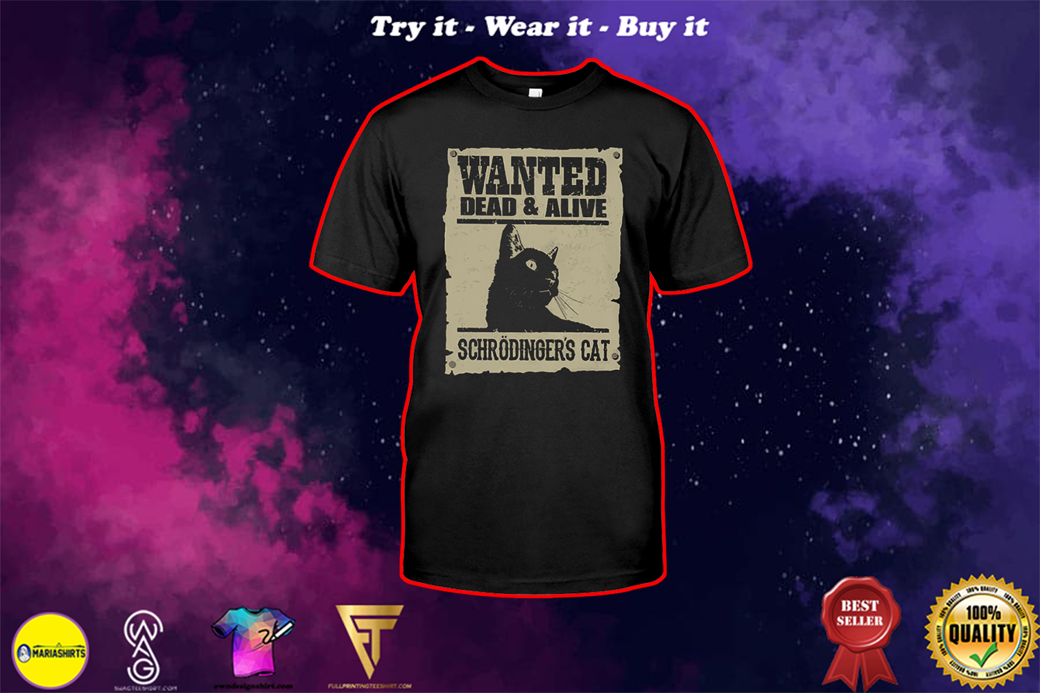 wanted dead and alive schroedingers cat shirt