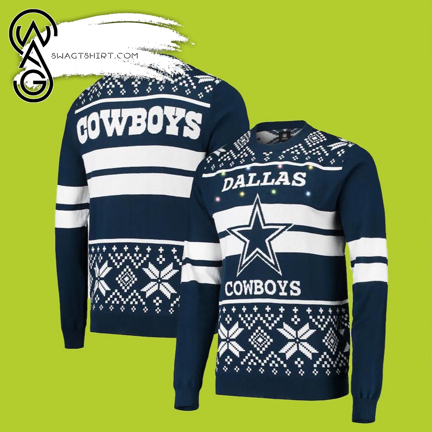 dallas cowboys light up ugly sweater