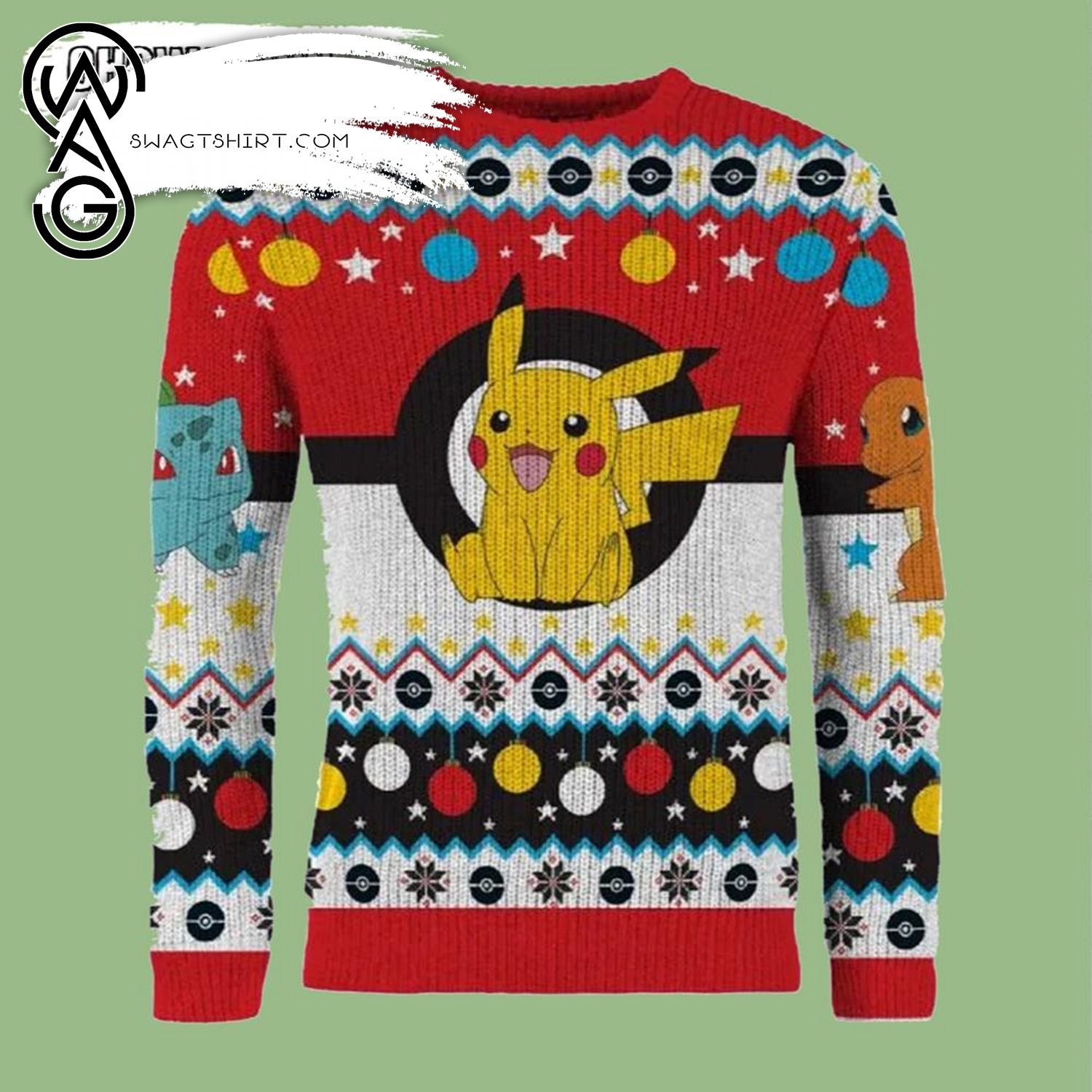 Artistiek Medicinaal Druif Best Selling Product] Pokemon Knitting Pattern Ugly Christmas Sweater  Pikachu Pokemon Merry Xmas