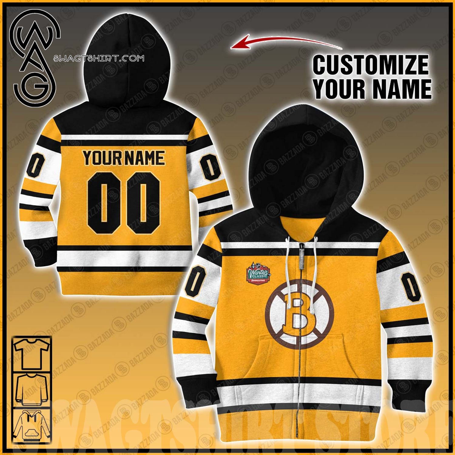 Vintage Boston Bruins Hockey Hooded Sweatshirt