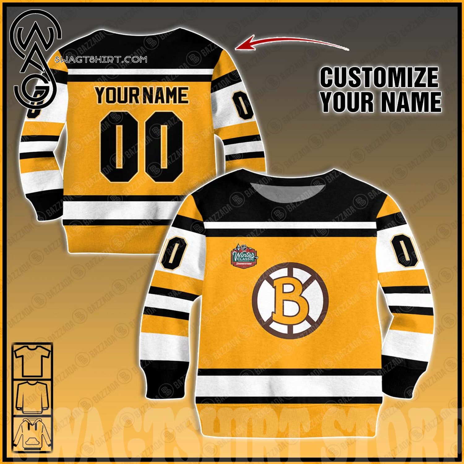 Boston Bruins Customized Number Kit for 2010 Winter Classic Jersey