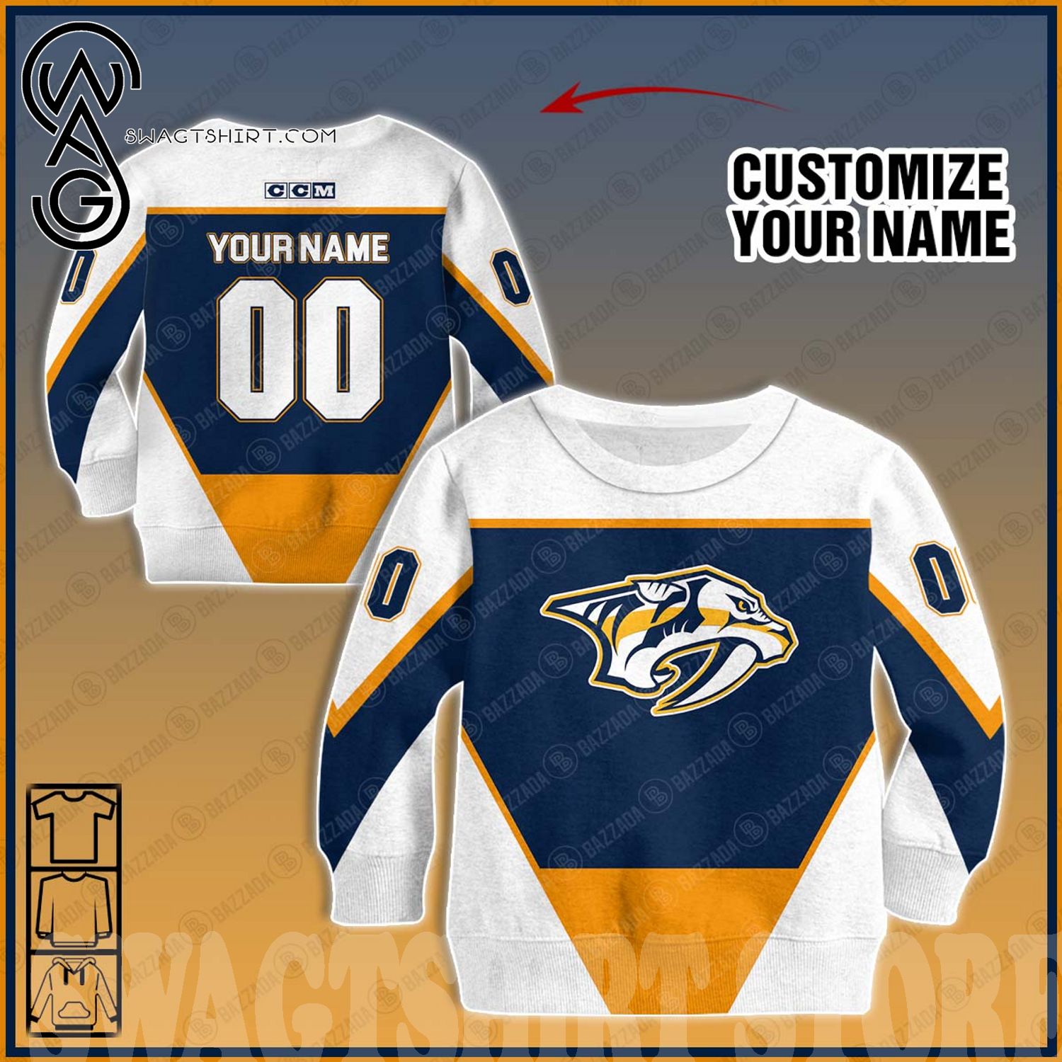 Best Selling Product] Customize Vintage NHL Nashville Predators Hockey  Jersey 2005 For Sport Fan Full Printed Shirt