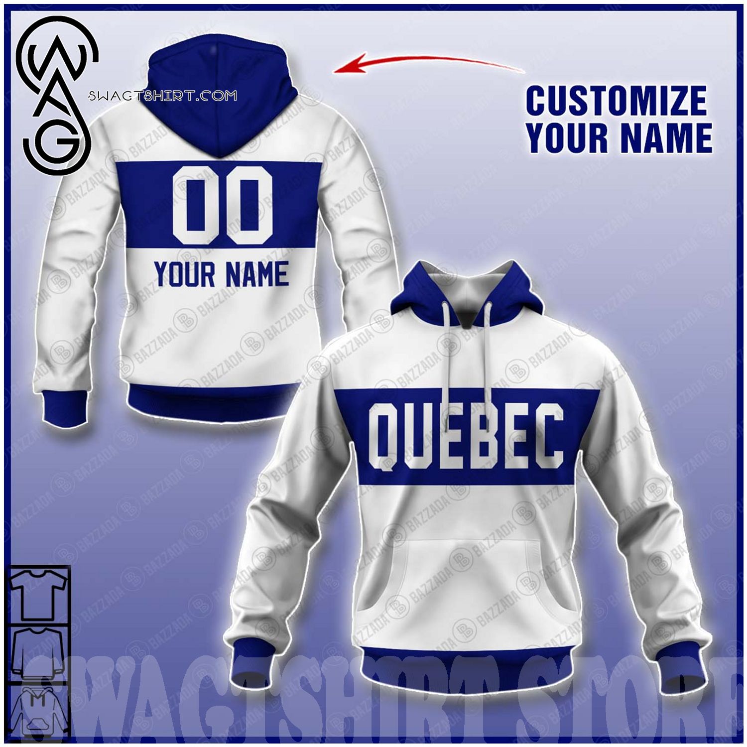 Quebec Bulldogs Jersey - White - Large - Royal Retros