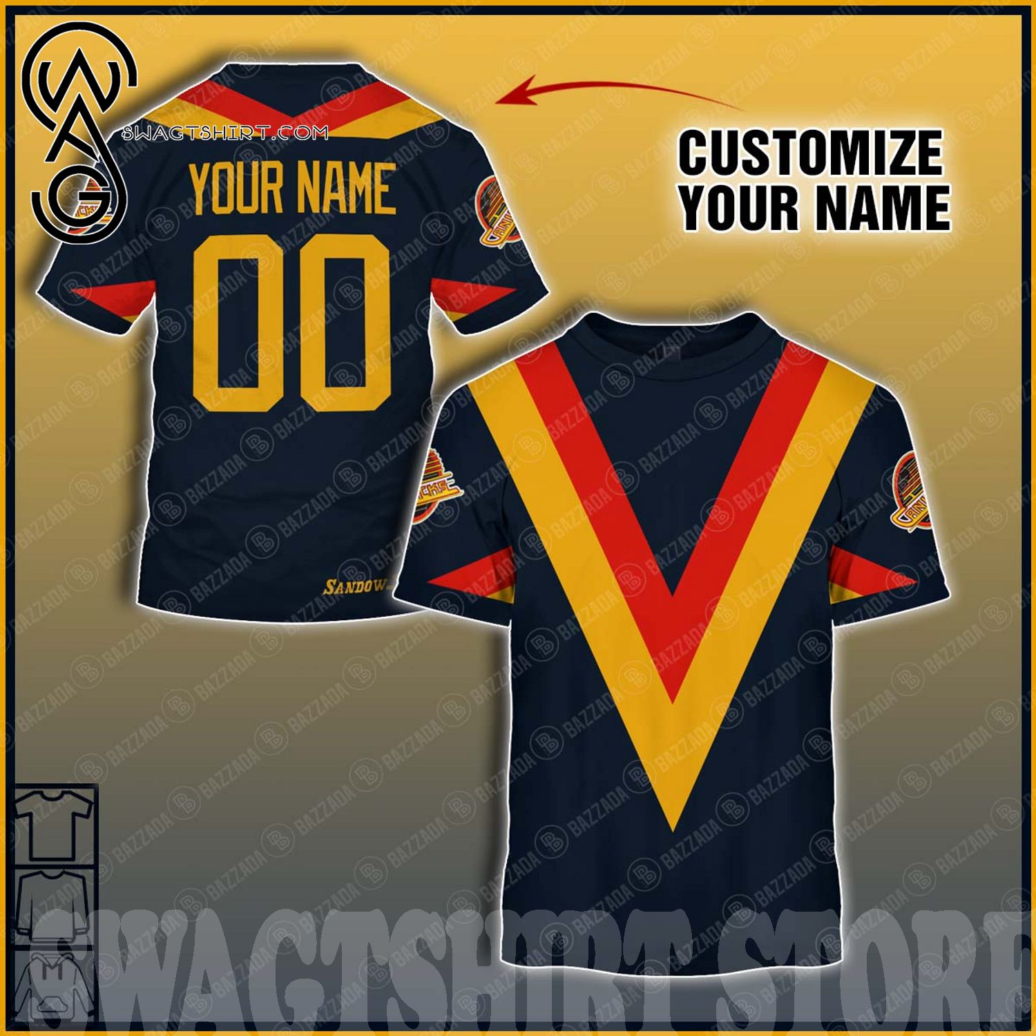Best Selling Product] Personalize Name and Number Vintage 1970's 80's Vancouver  Canucks Flying V hockey jersey Full Printing Shirt