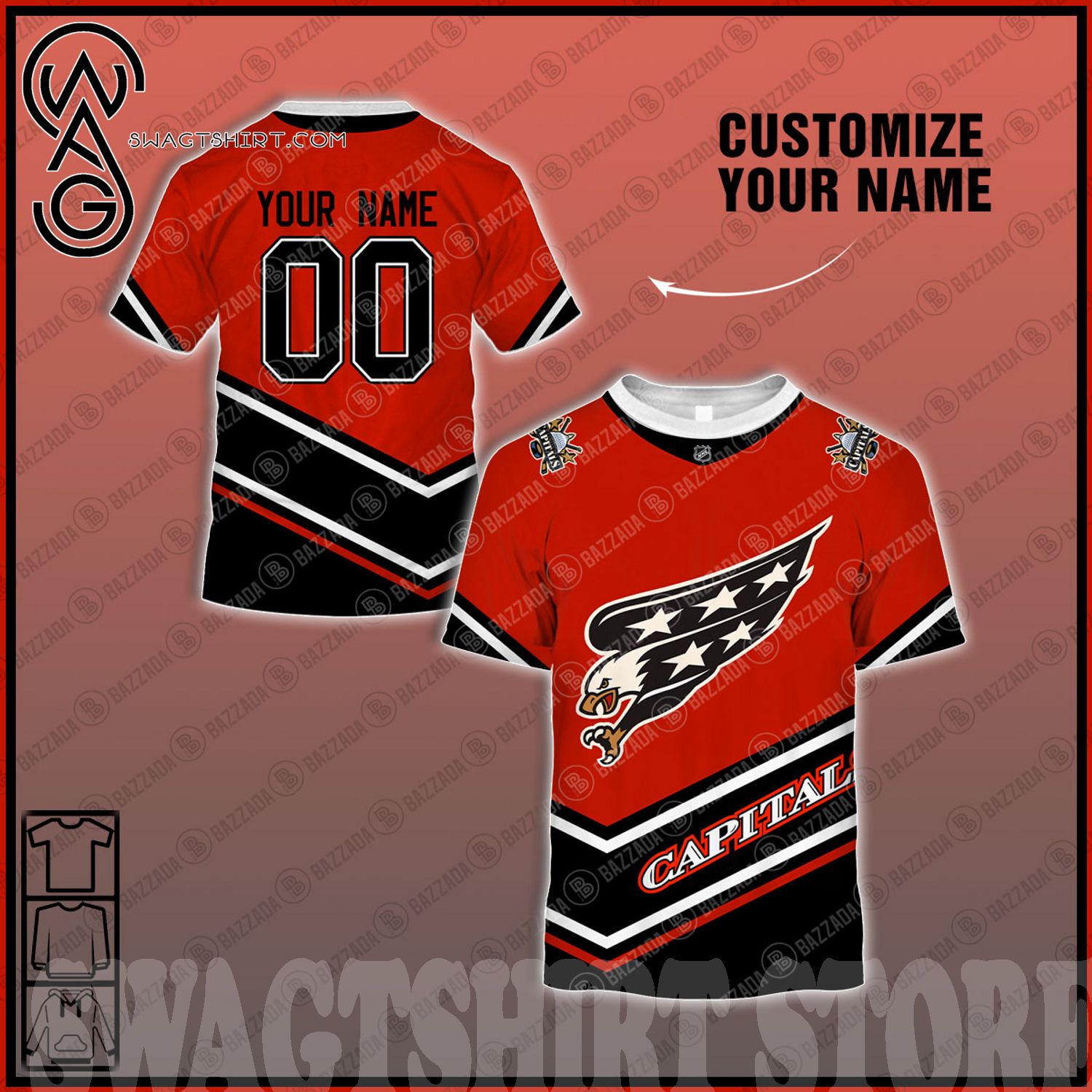 ANY NAME AND NUMBER WASHINGTON CAPITALS REVERSE RETRO AUTHENTIC