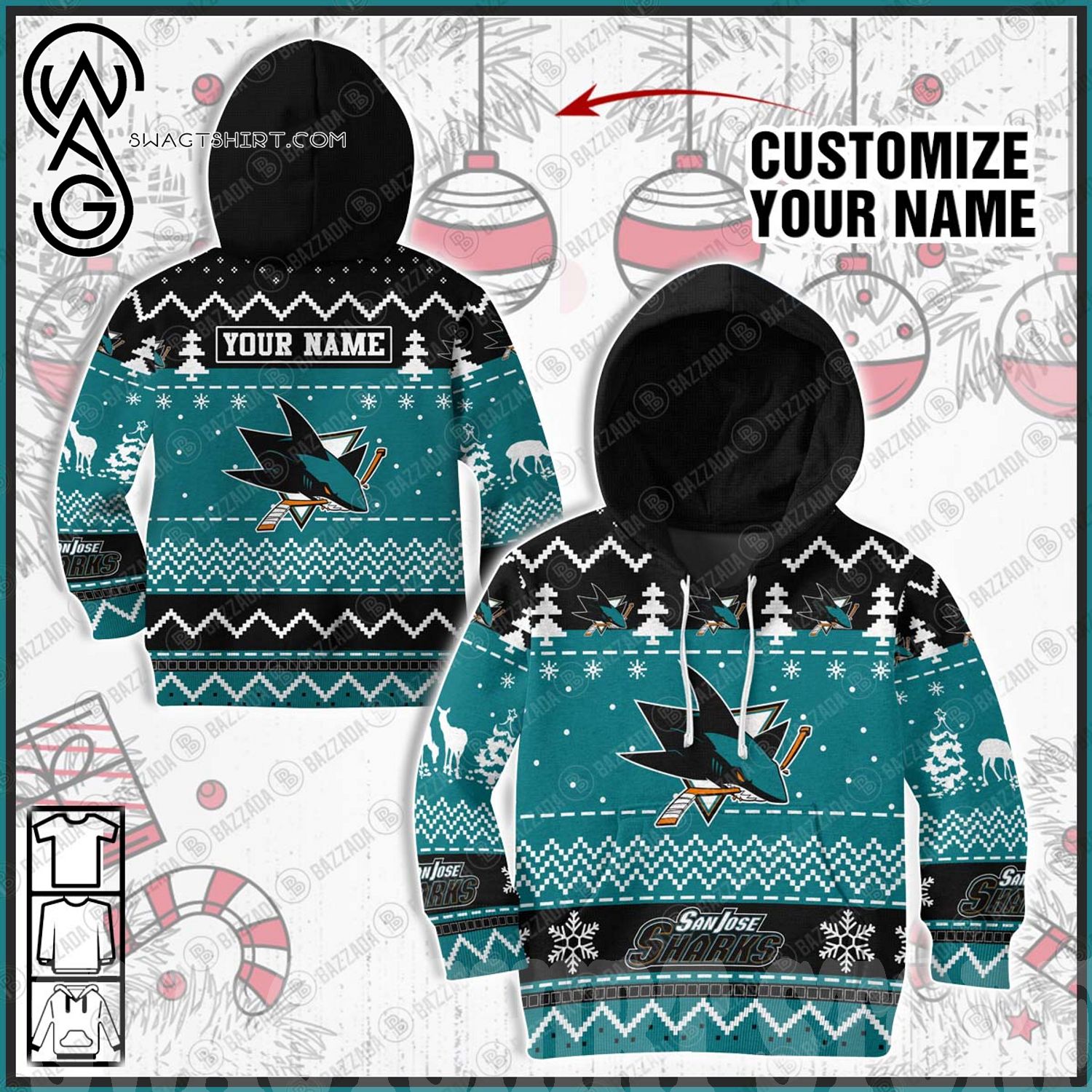 SJ Sharks Hockey Sweater Custom Best-selling Gift - Personalized Gifts:  Family, Sports, Occasions, Trending