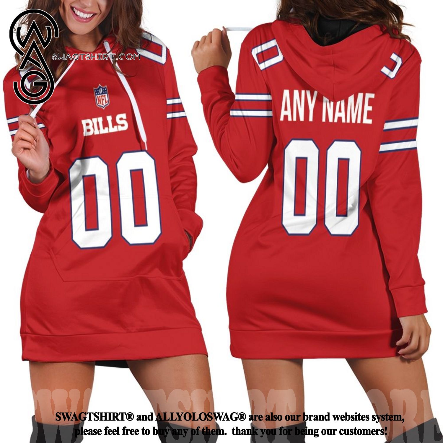 Best Selling Product] Buffalo Bills NFL American Football Red Color Rush  Jersey Style Hot Fashion Hoodie Dress