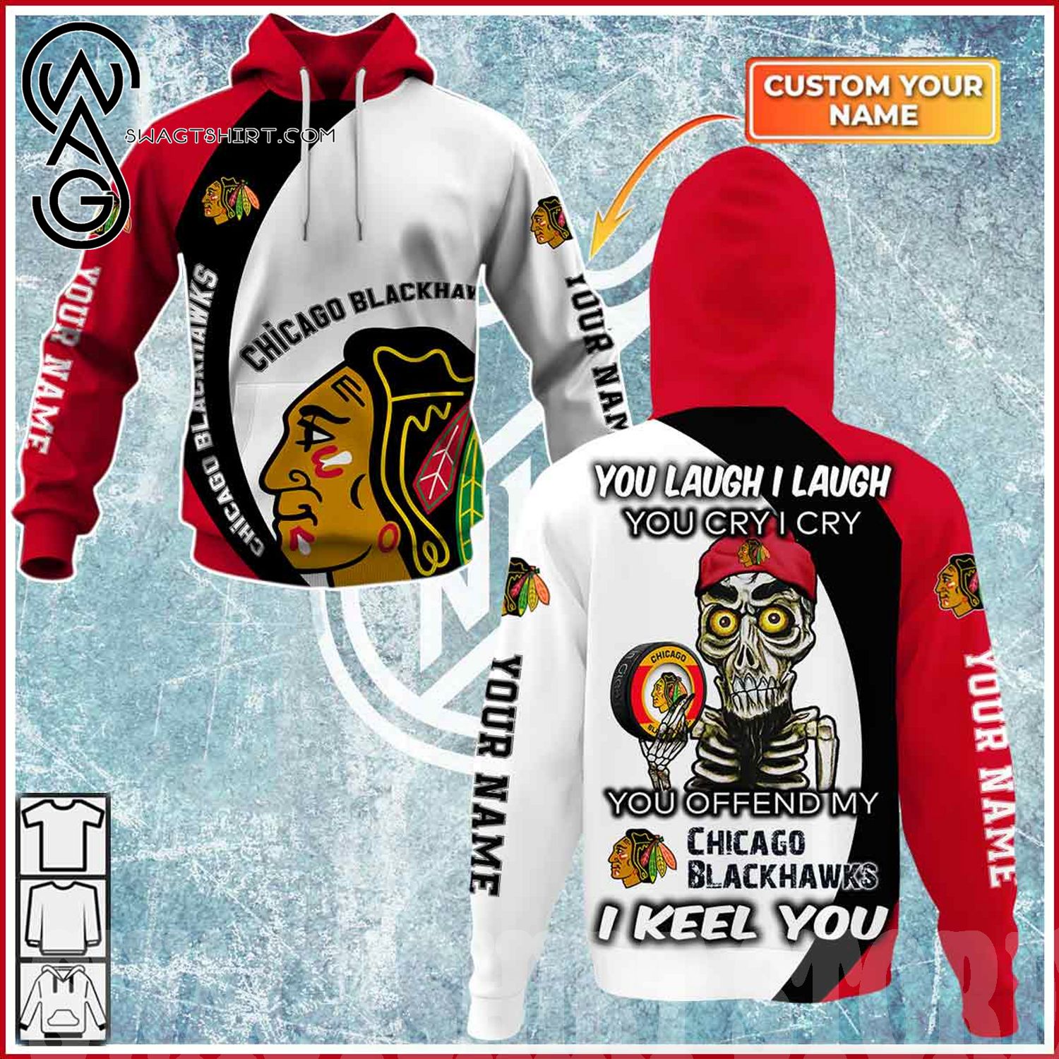 NHL Chicago Blackhawks Grateful Dead Fleece 3D Sweater For Men And