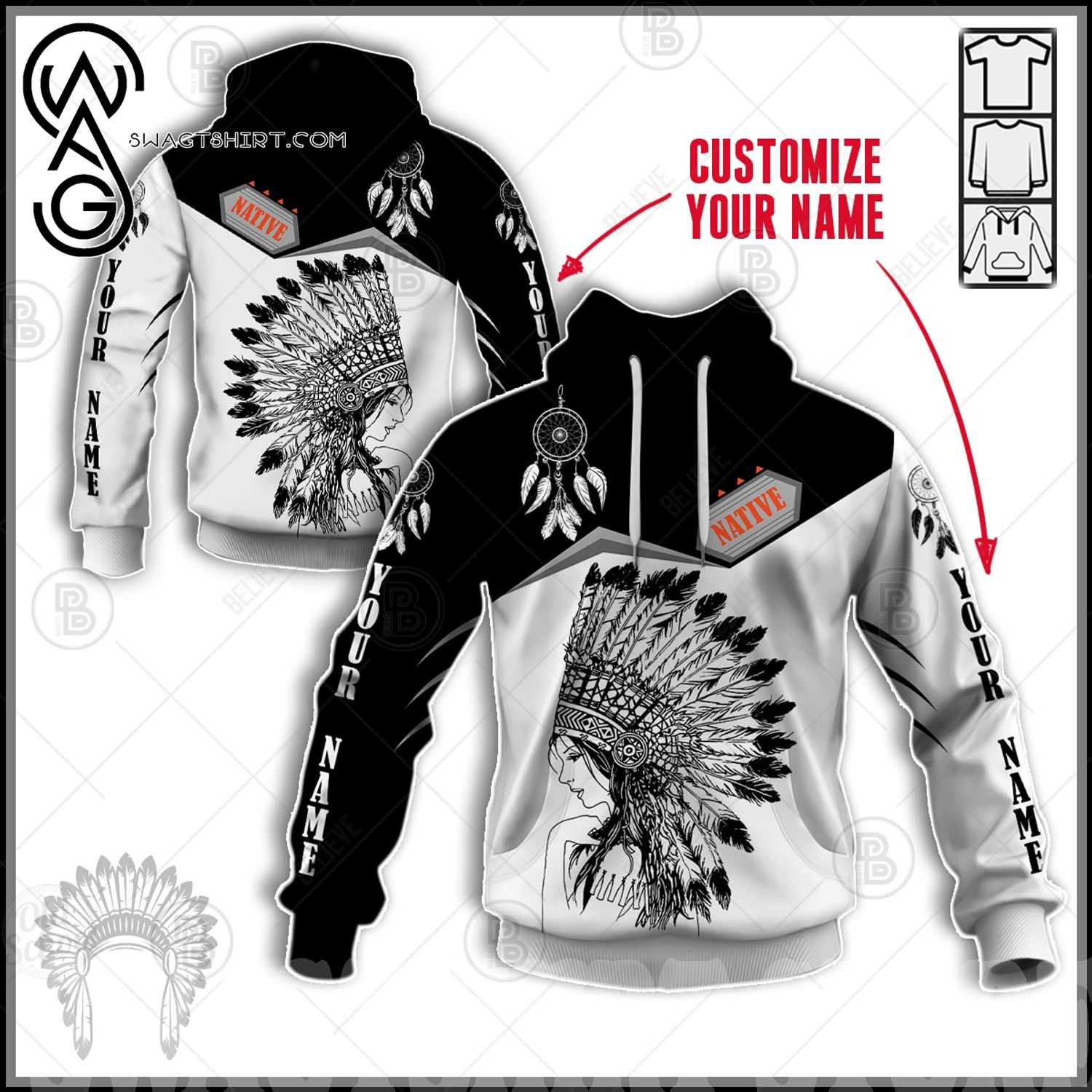Personalized Your Name 3D All Over Printed T-shirts Hoodies Native American  Eagle – Wingear