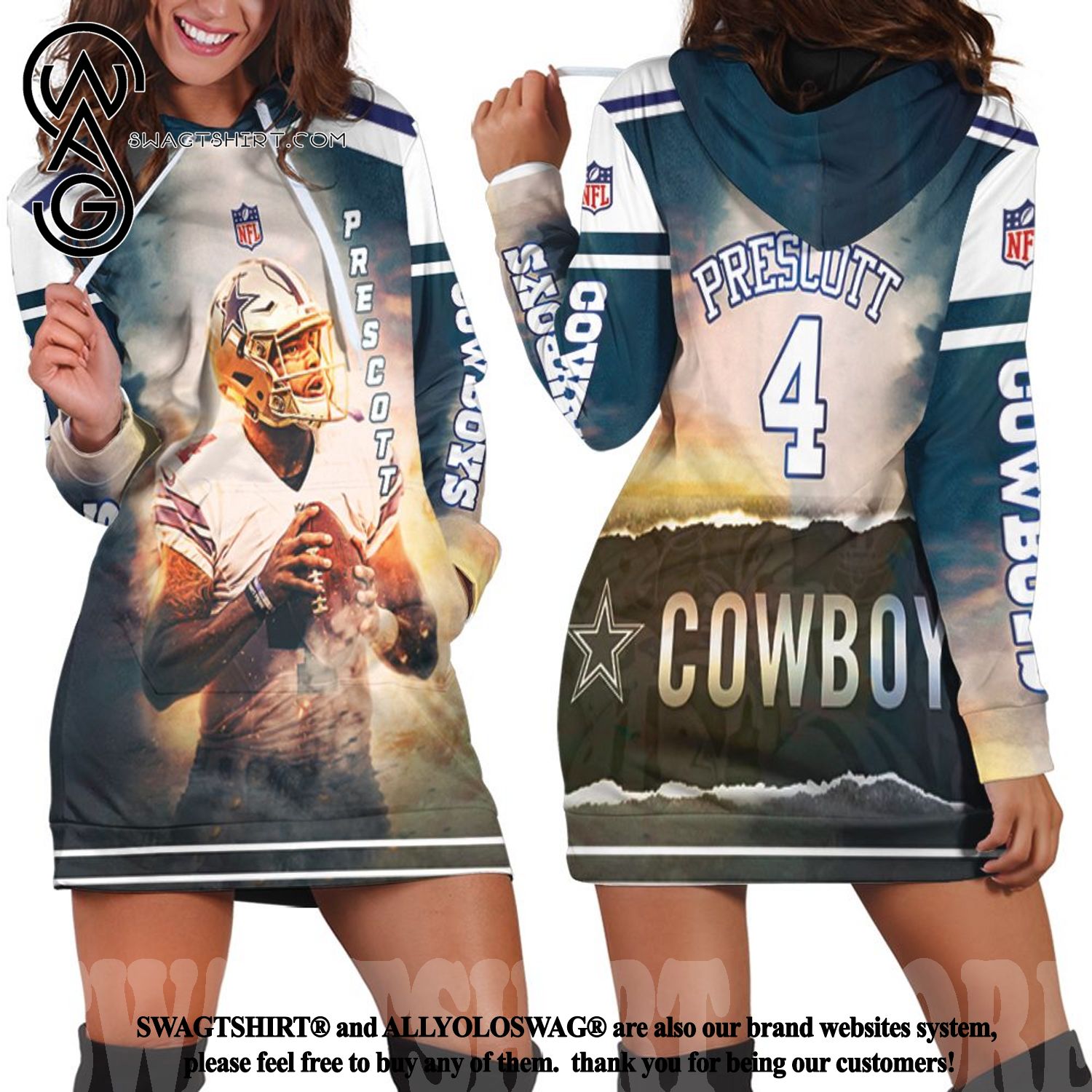 Dak Prescott 4 Dallas Cowboys3d Hot Version Hoodie Dress