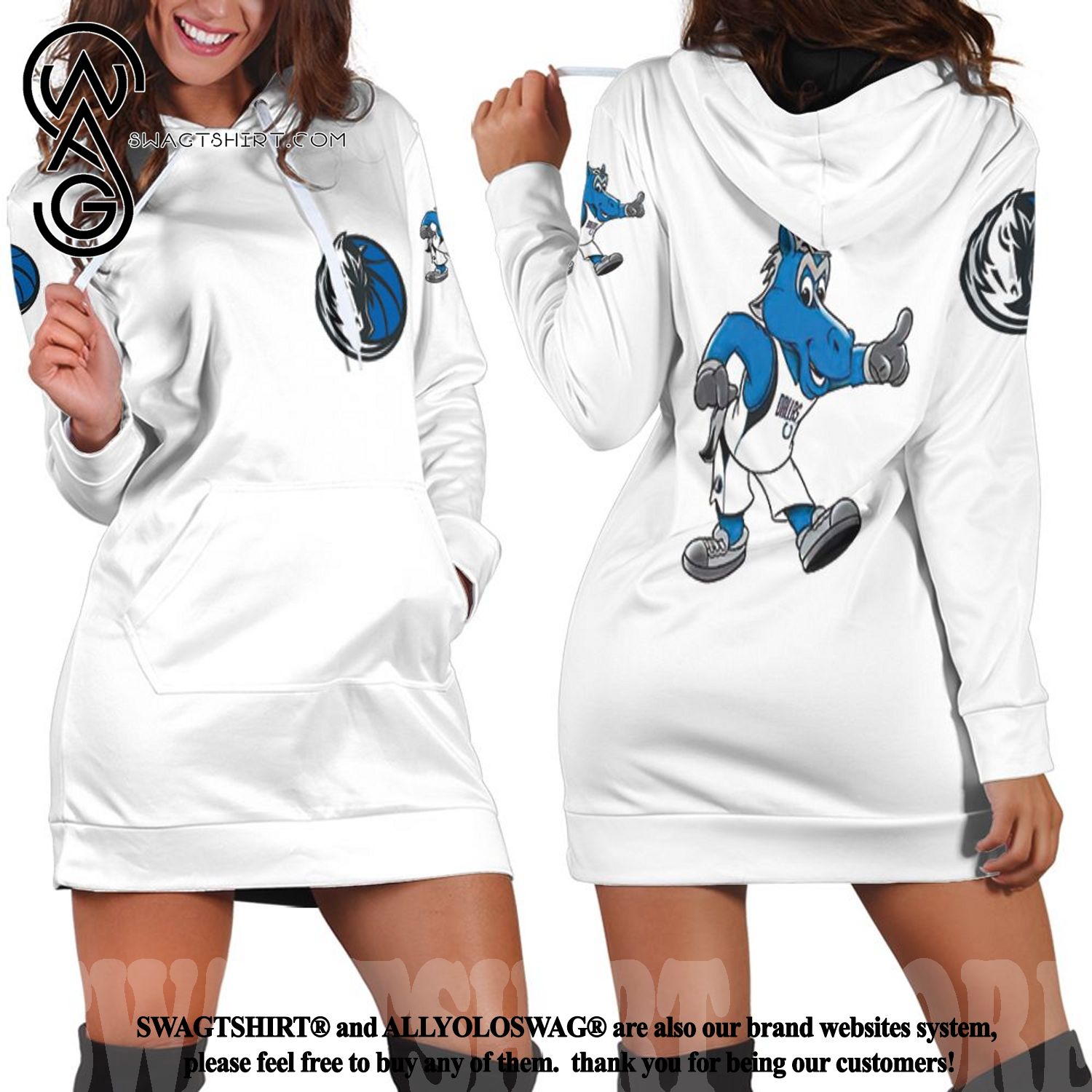 Dallas Mavericks Basketball Classic Mascot Logo Gift For Mavericks Fans Best Outfit 3D Hoodie Dress