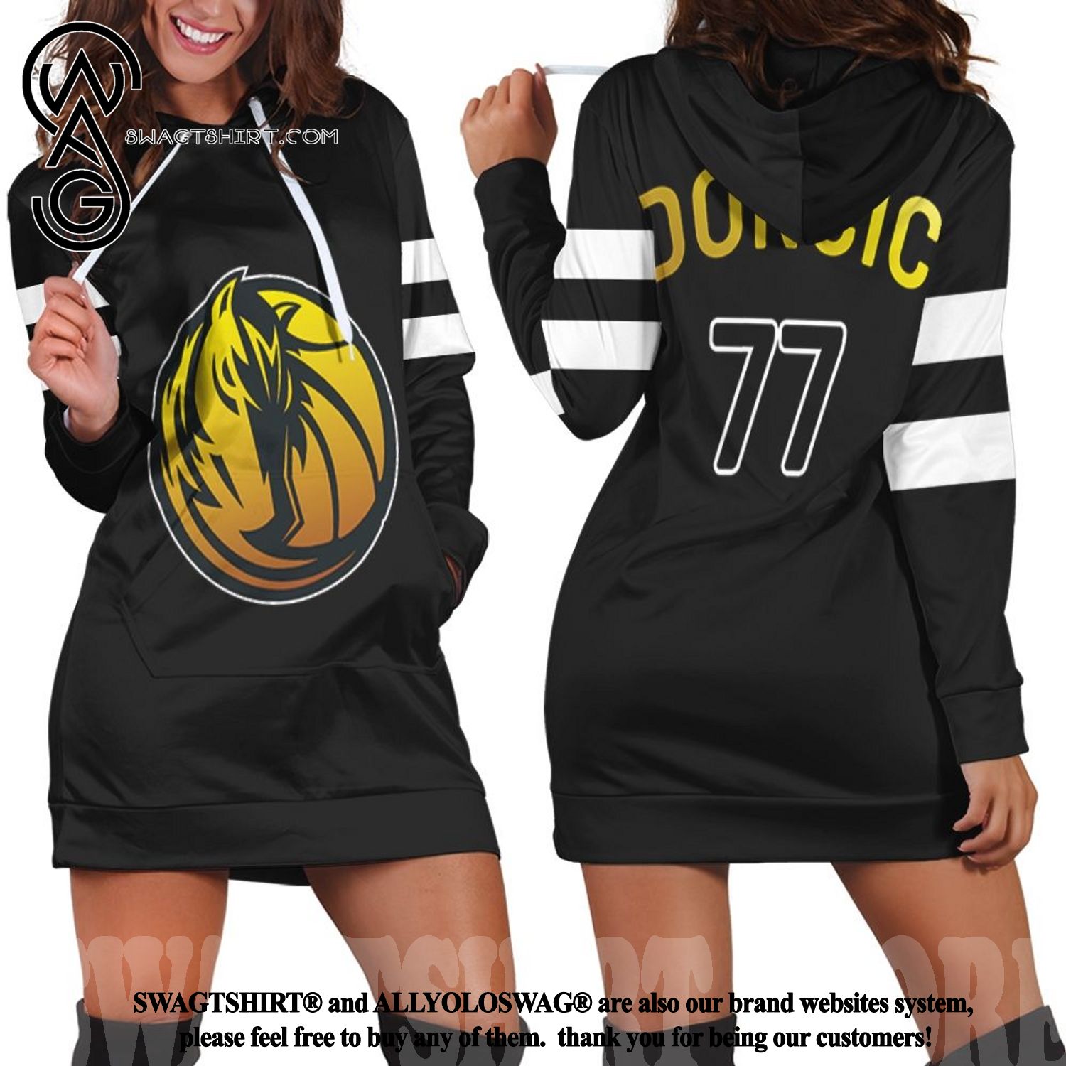 Dallas Mavericks Luka Doncic 77 Nba Golden Edition White Jersey Hot Version All Over Printed Hoodie Dress