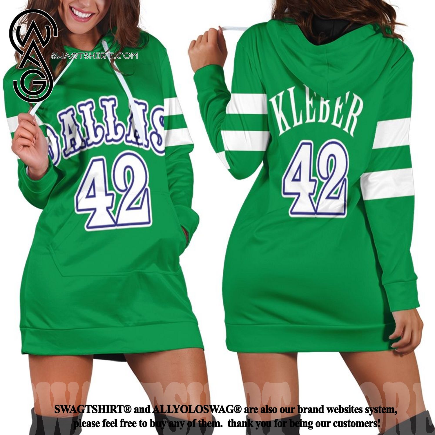 Dallas Mavericks Maxi Kleber 42 Nba Green Jersey All Over Printed Hoodie Dress