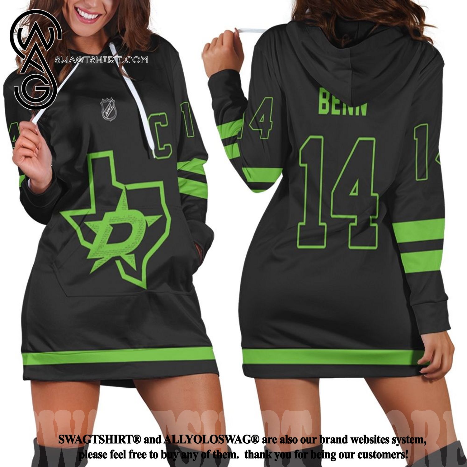 Dallas Stars Jamie Benn NHL Black Jersey Inspired Hot Fashion 3D Hoodie Dress
