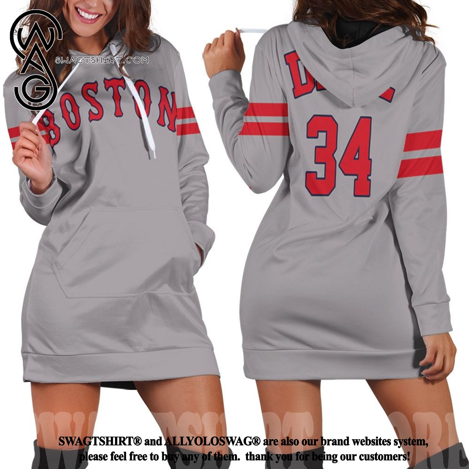Best Selling Product] David Ortiz Boston Red Sox Player Gray Jersey  Inspired Cool Version Hoodie Dress