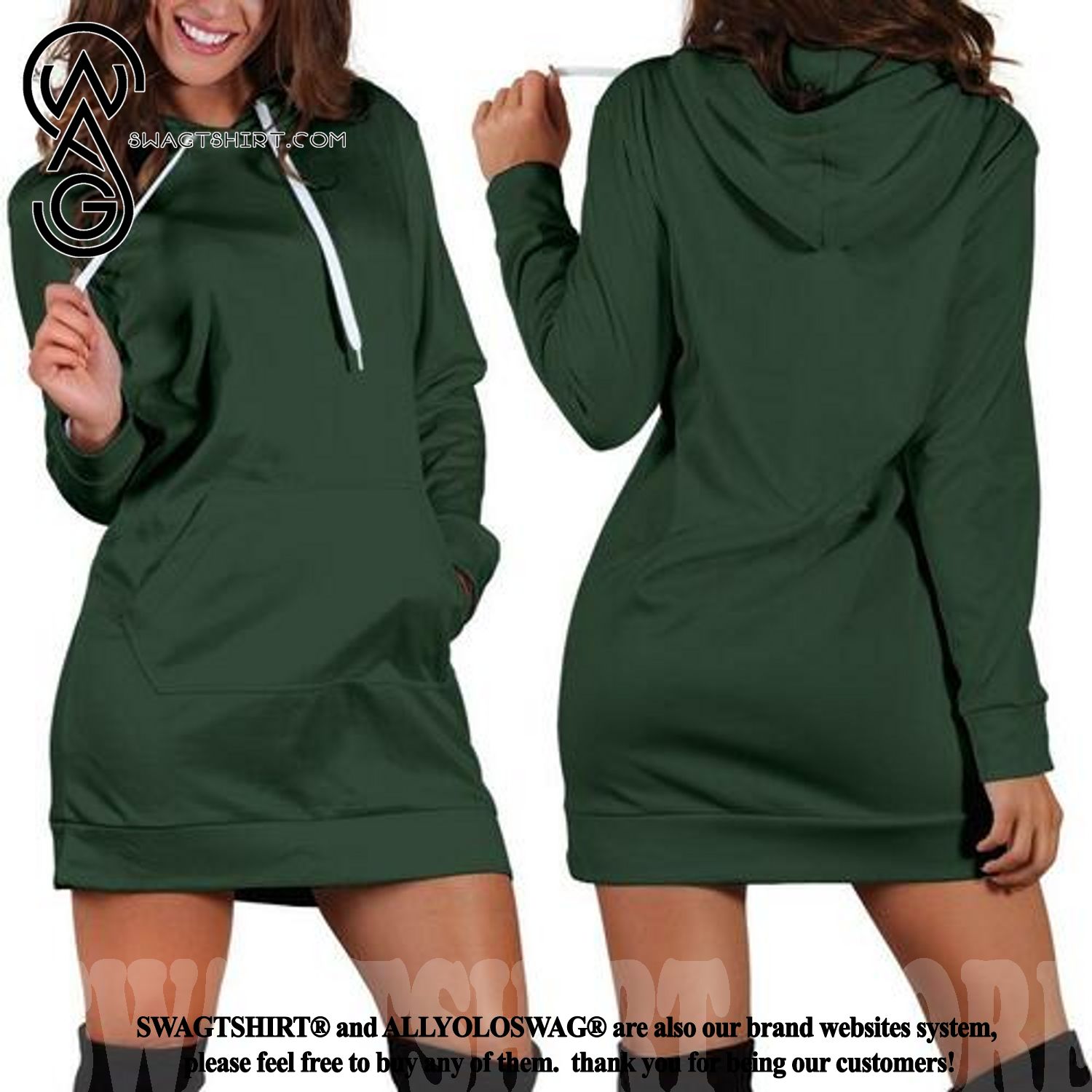 Deep Green New Outfit Hoodie Dress